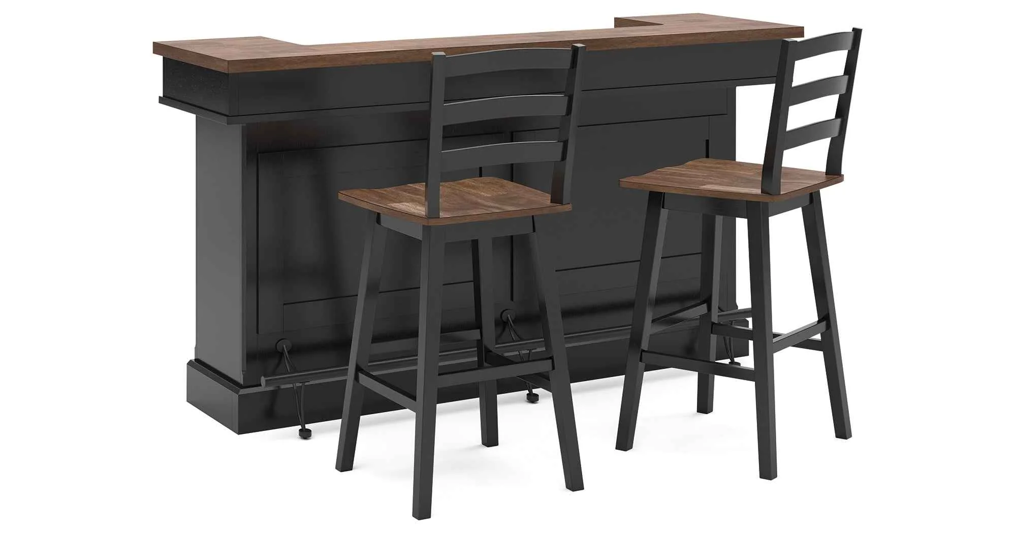 Wildenauer Brown/Black Bar Table and 2 Barstools