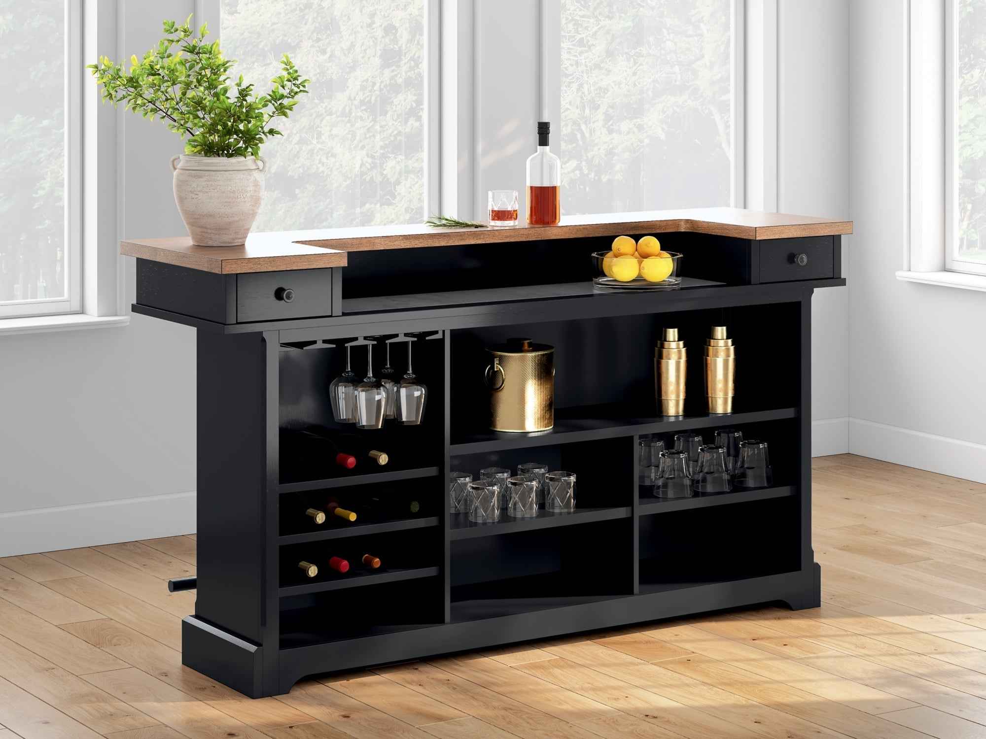 Wildenauer Brown/Black Bar Table and 2 Barstools - Image 18