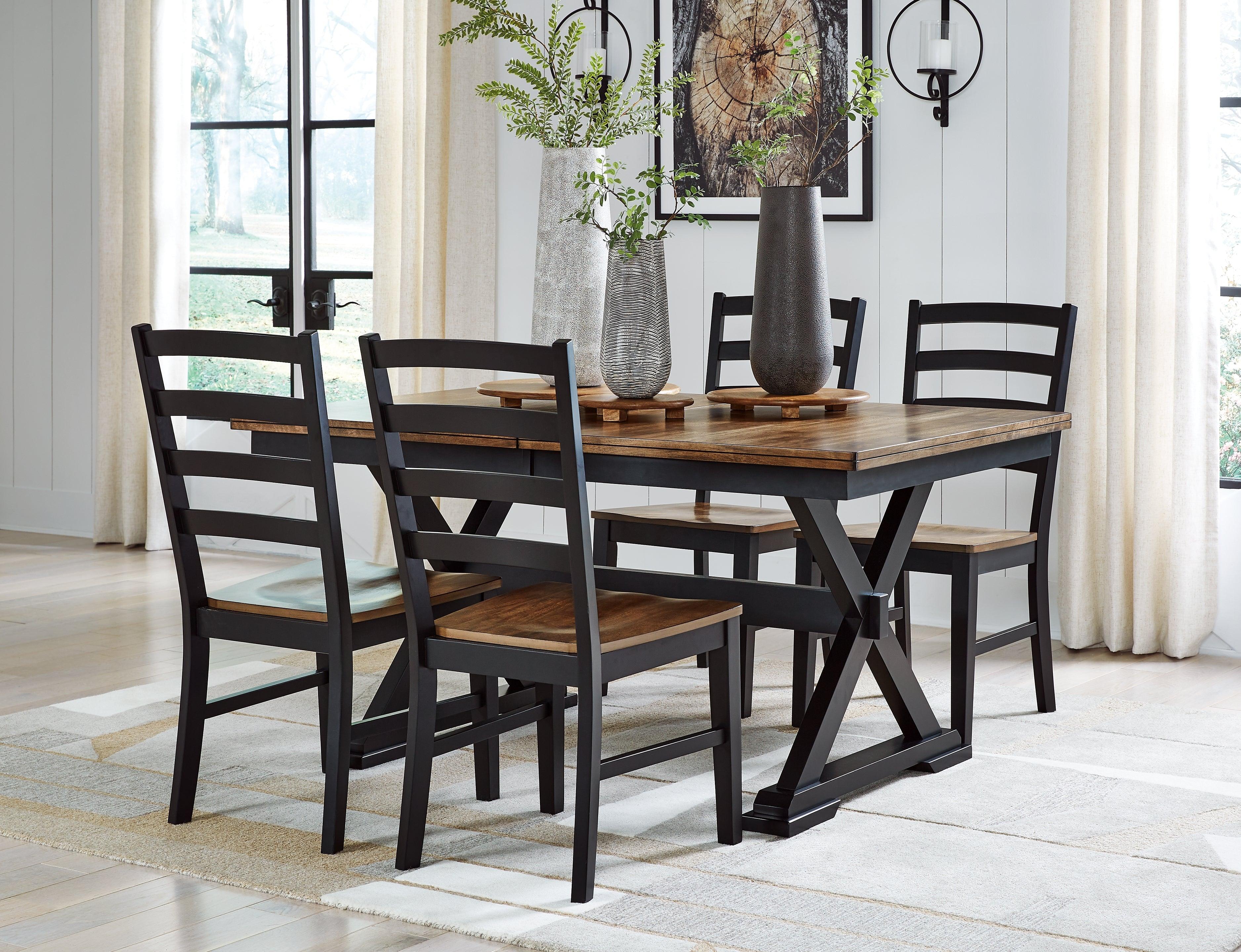 Wildenauer Brown/Black Dining Table and 4 Chairs - Image 2