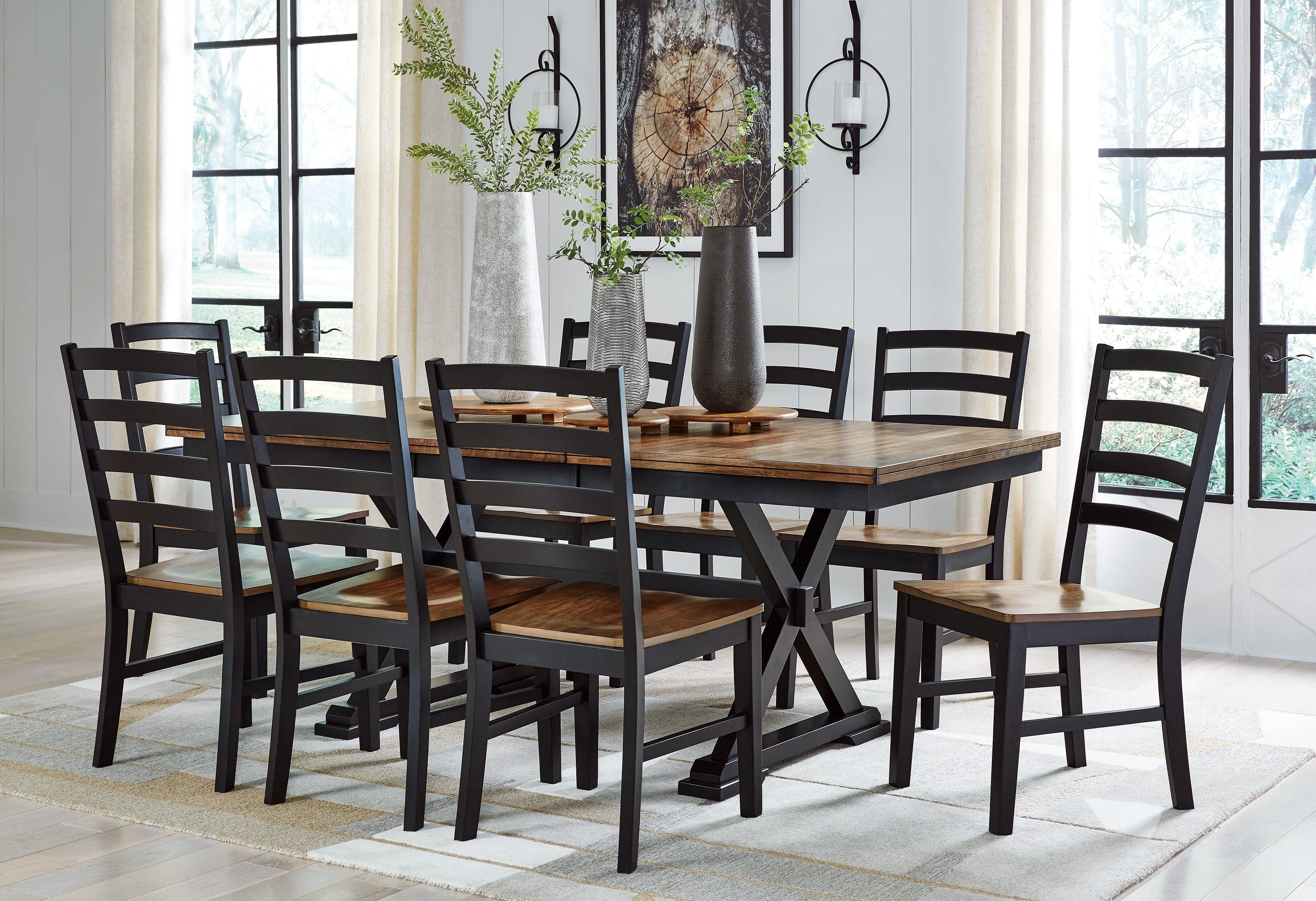 Wildenauer Brown/Black Dining Table and 8 Chairs - Image 2