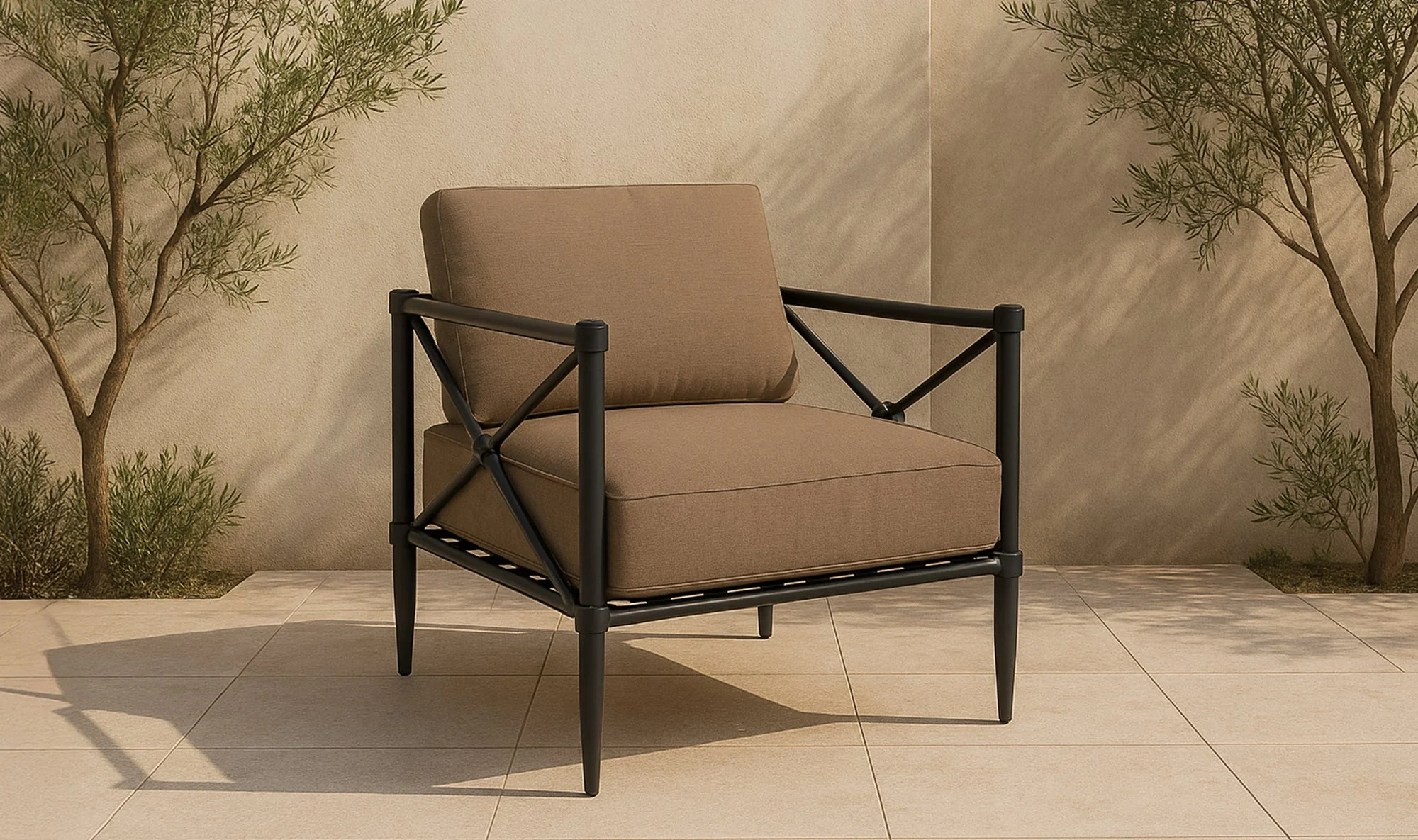 Willow Outdoor Accent Chair Light Brown - Image 4