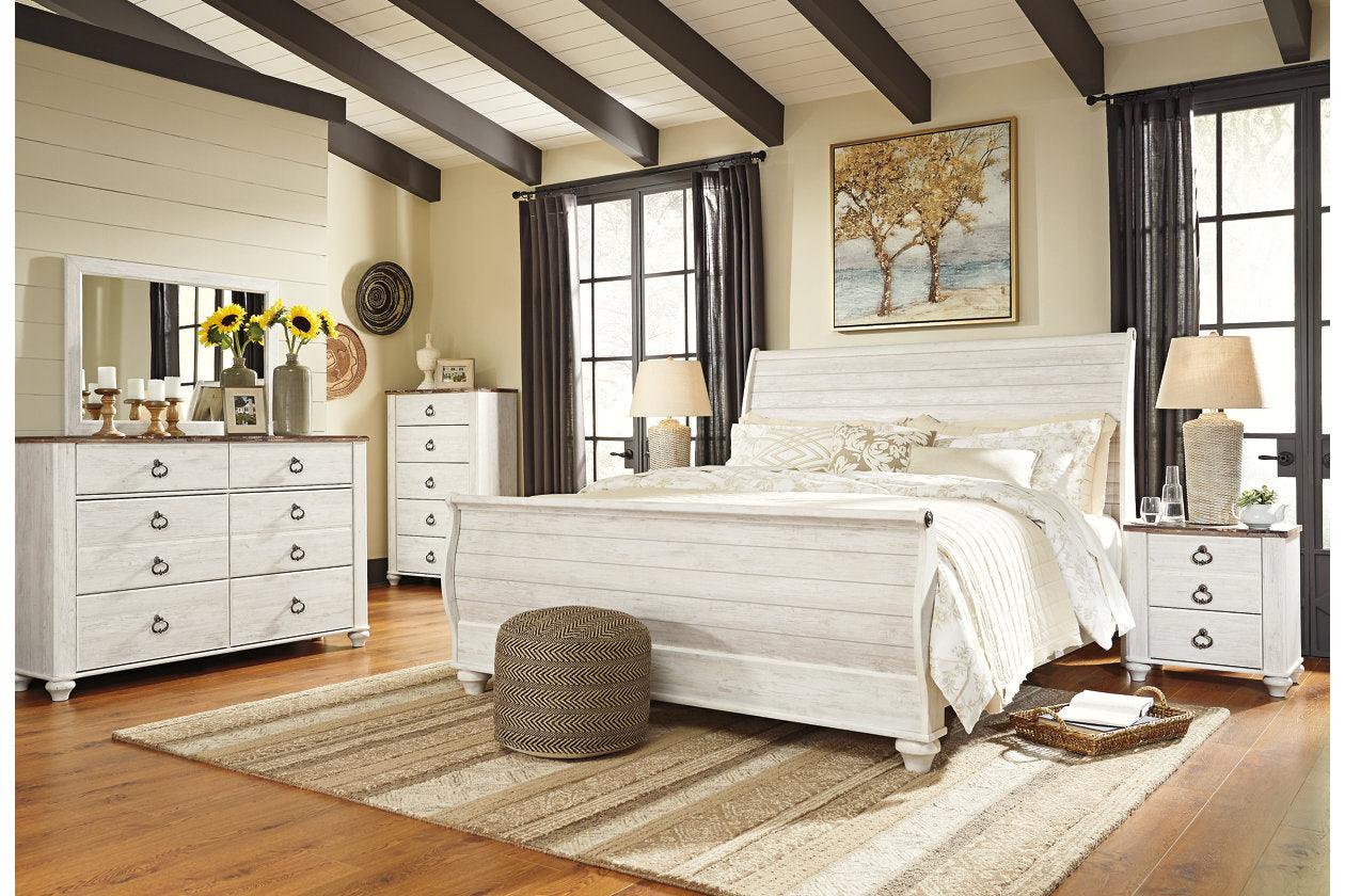 Willowton Whitewash King Sleigh Bed - Image 3