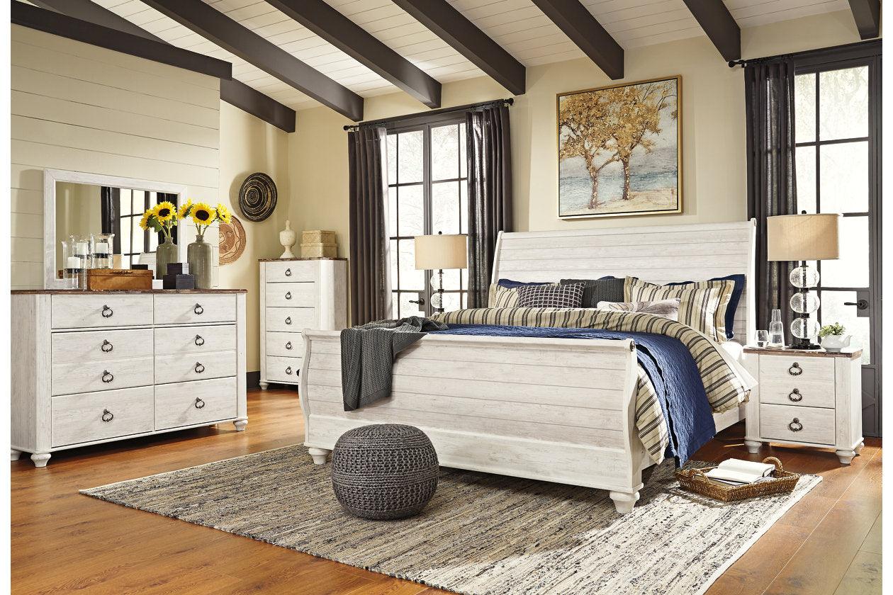 Willowton Whitewash King Sleigh Bed - Image 5