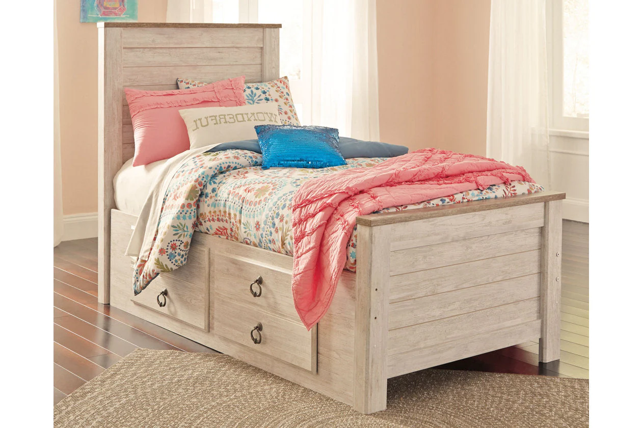 Willowton Whitewash Twin Storage Platform Bed with 2 Drawers - Image 2