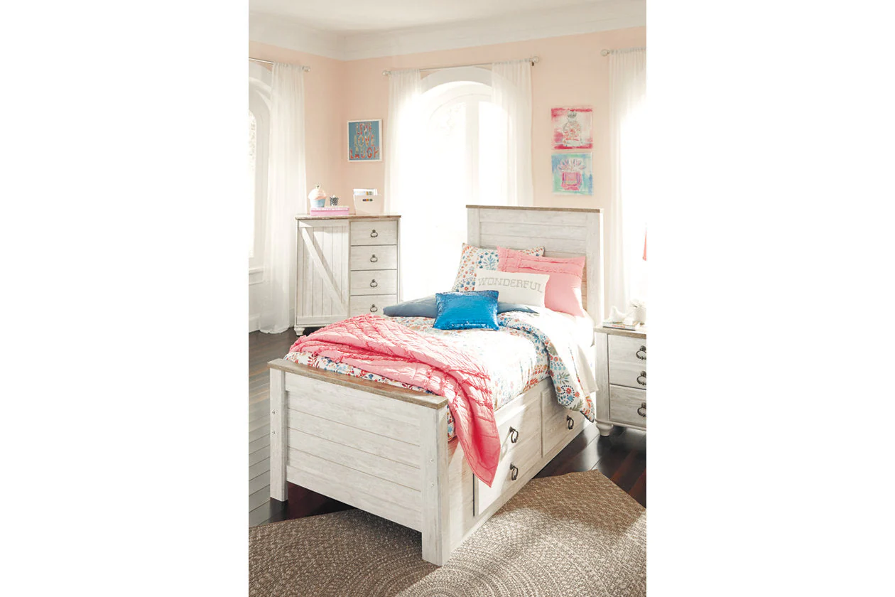 Willowton Whitewash Twin Storage Platform Bed with 2 Drawers - Image 5