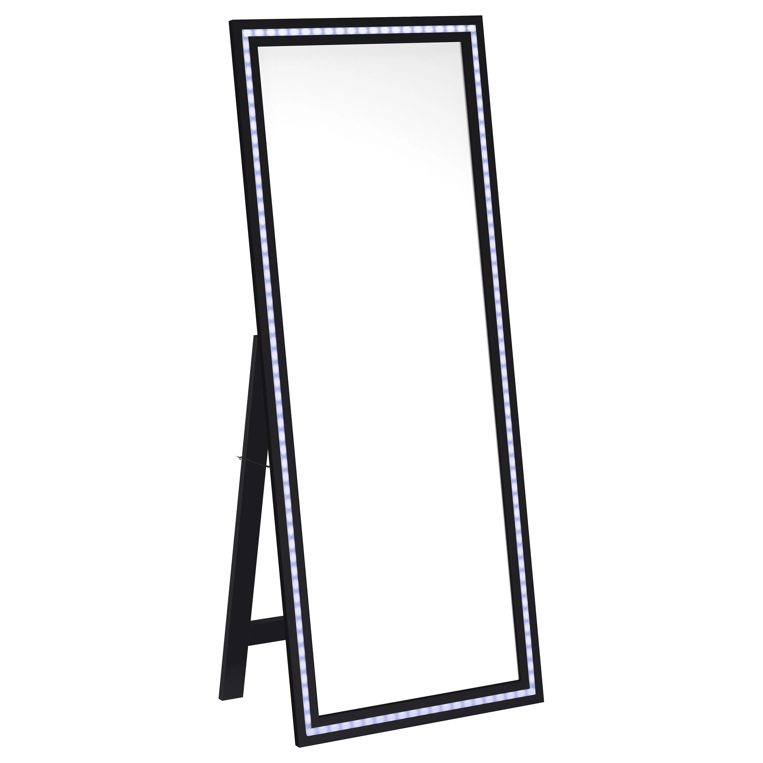 Windrose Black Full Length Floor Standing Tempered Mirror with LED Lighting - Image 3