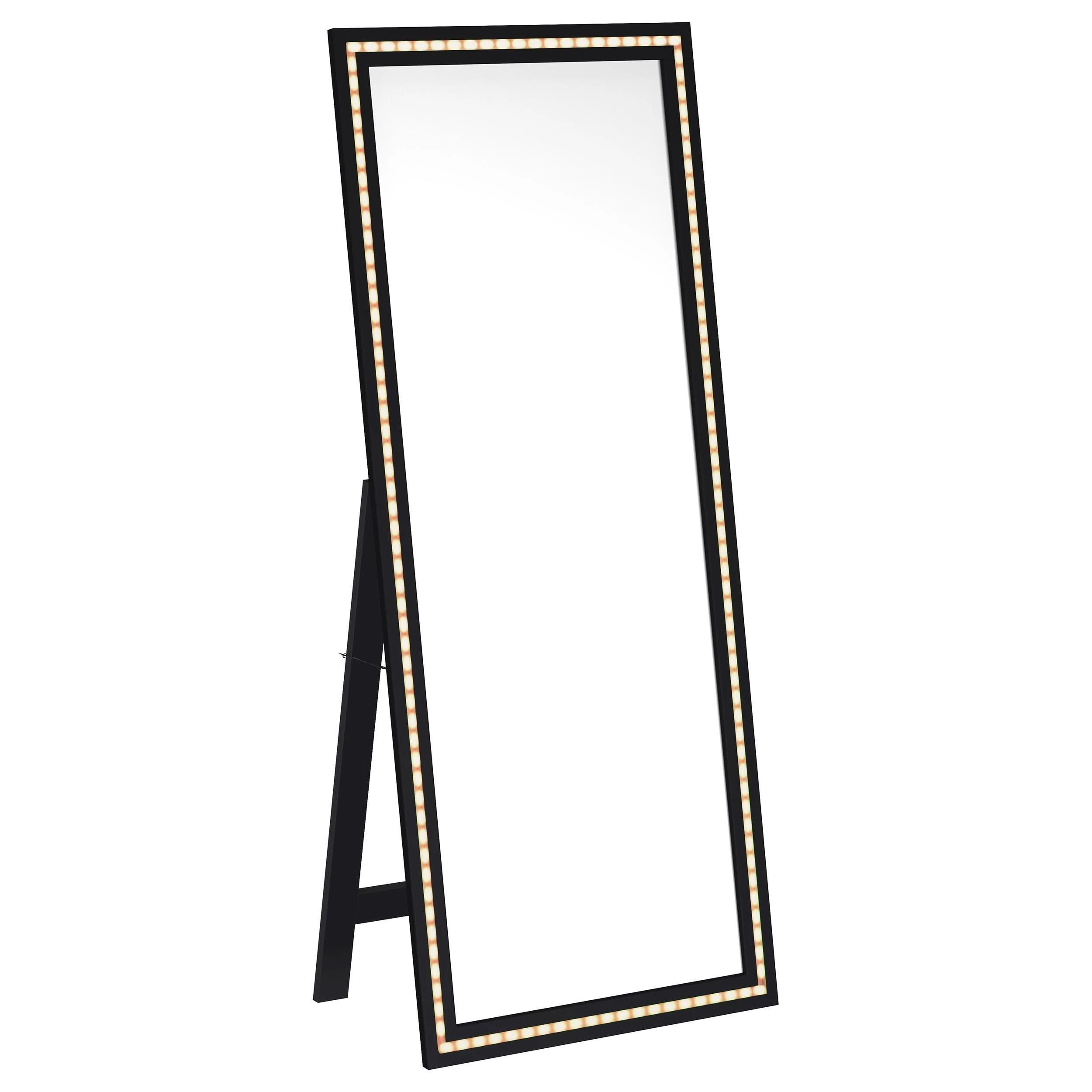 Windrose Black Full Length Floor Standing Tempered Mirror with LED Lighting - Image 4