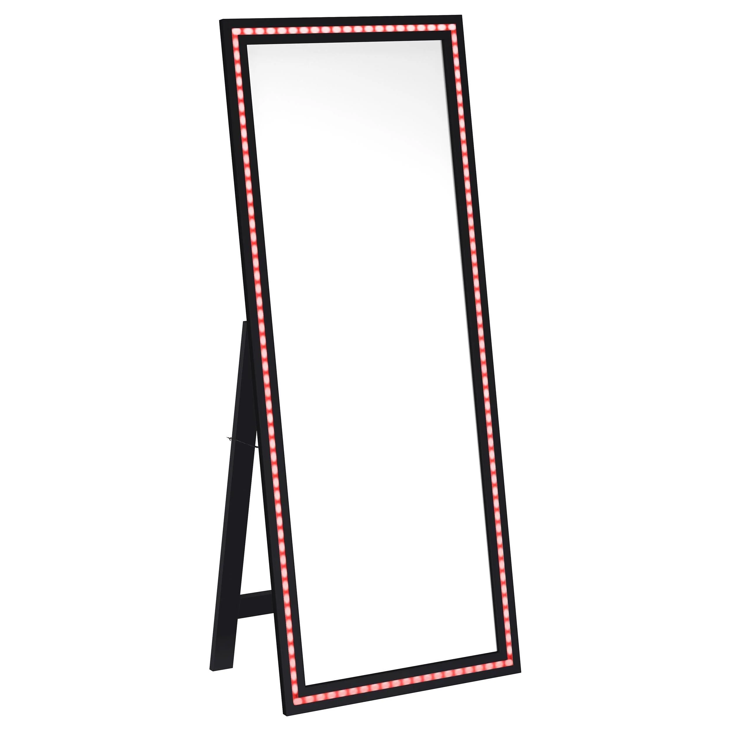 Windrose Black Full Length Floor Standing Tempered Mirror with LED Lighting - Image 5