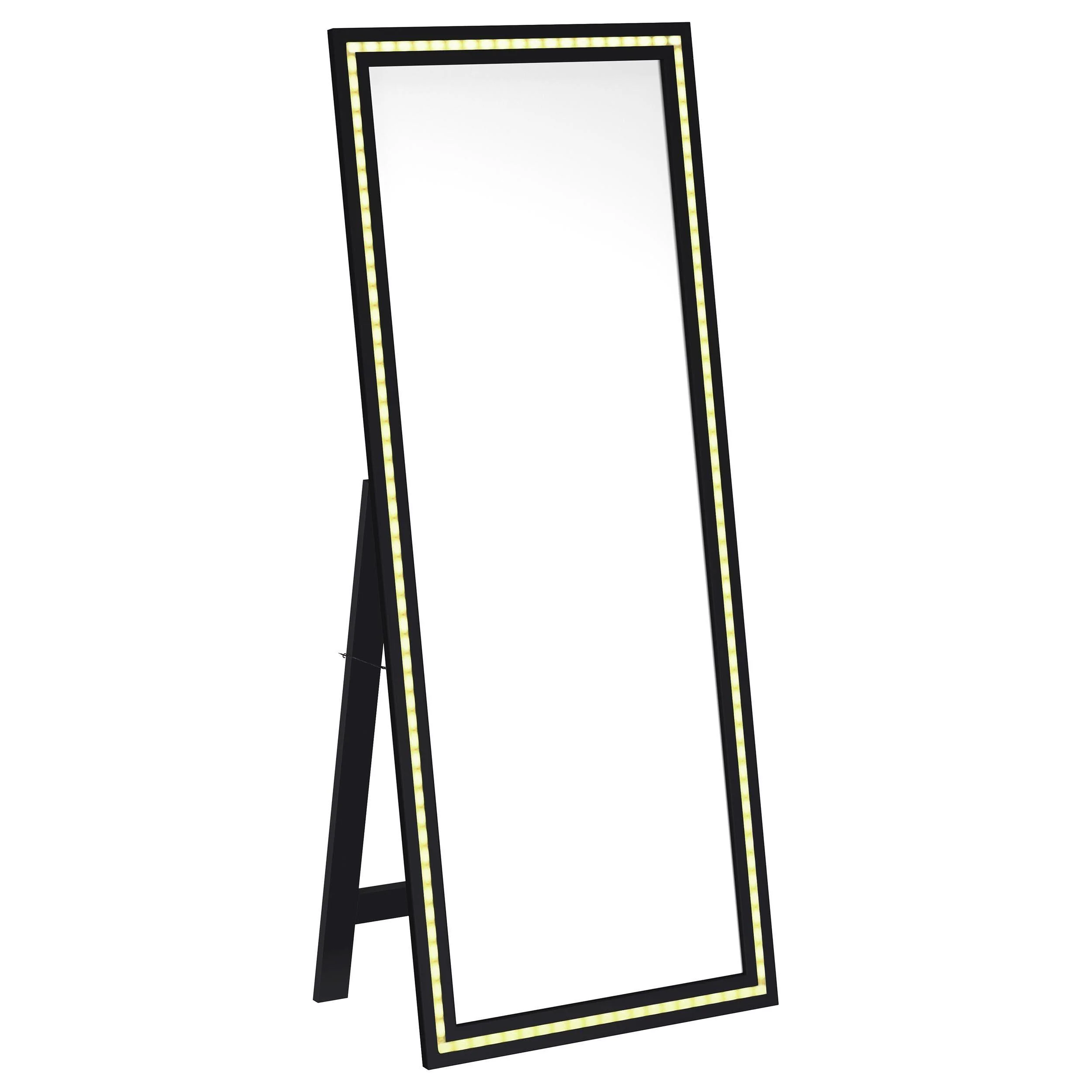 Windrose Black Full Length Floor Standing Tempered Mirror with LED Lighting - Image 6