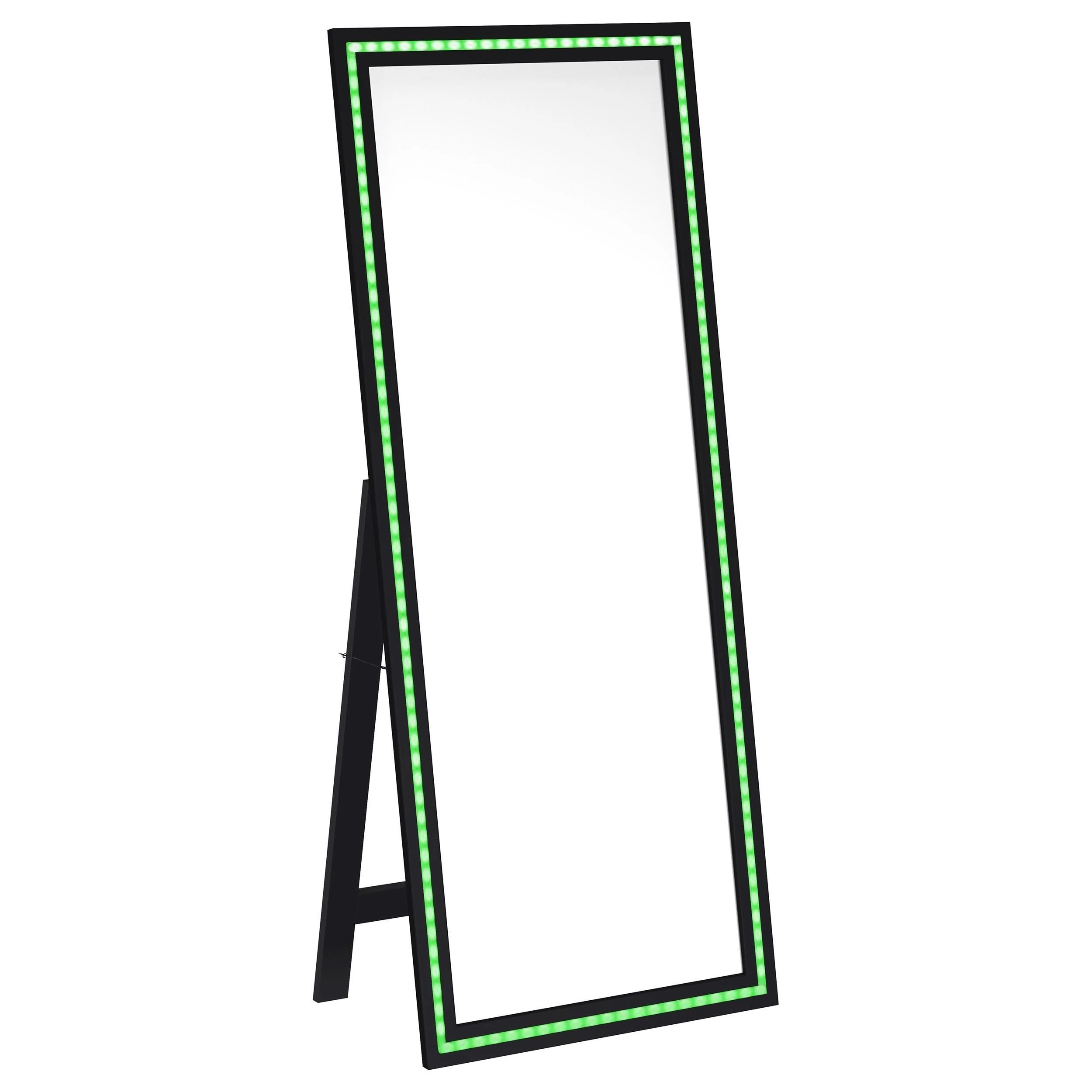 Windrose Black Full Length Floor Standing Tempered Mirror with LED Lighting - Image 7