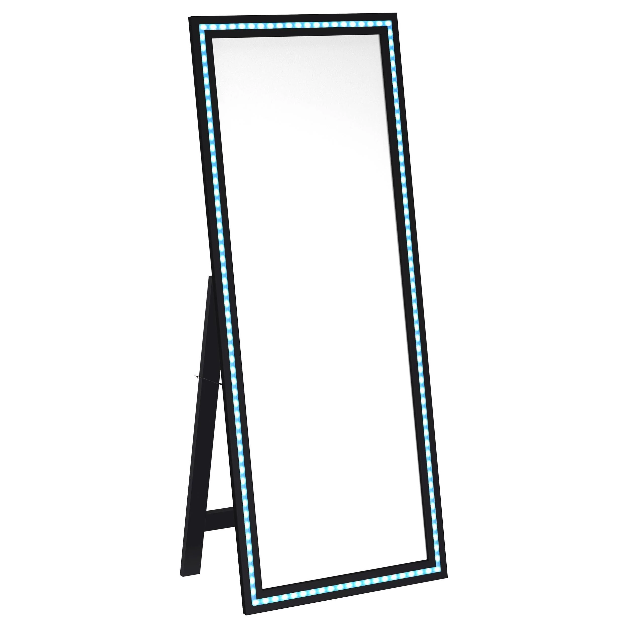 Windrose Black Full Length Floor Standing Tempered Mirror with LED Lighting - Image 8