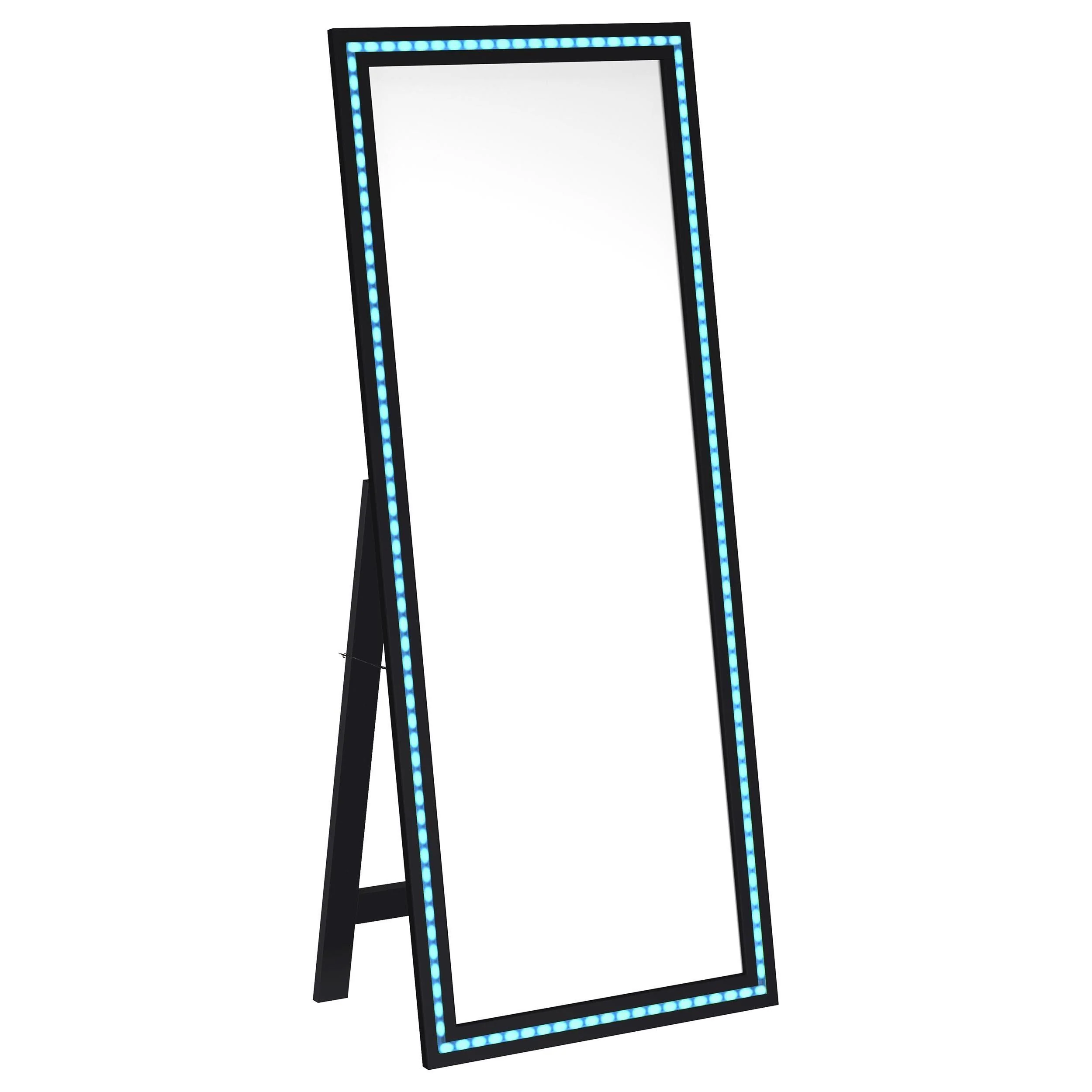 Windrose Black Full Length Floor Standing Tempered Mirror with LED Lighting - Image 9