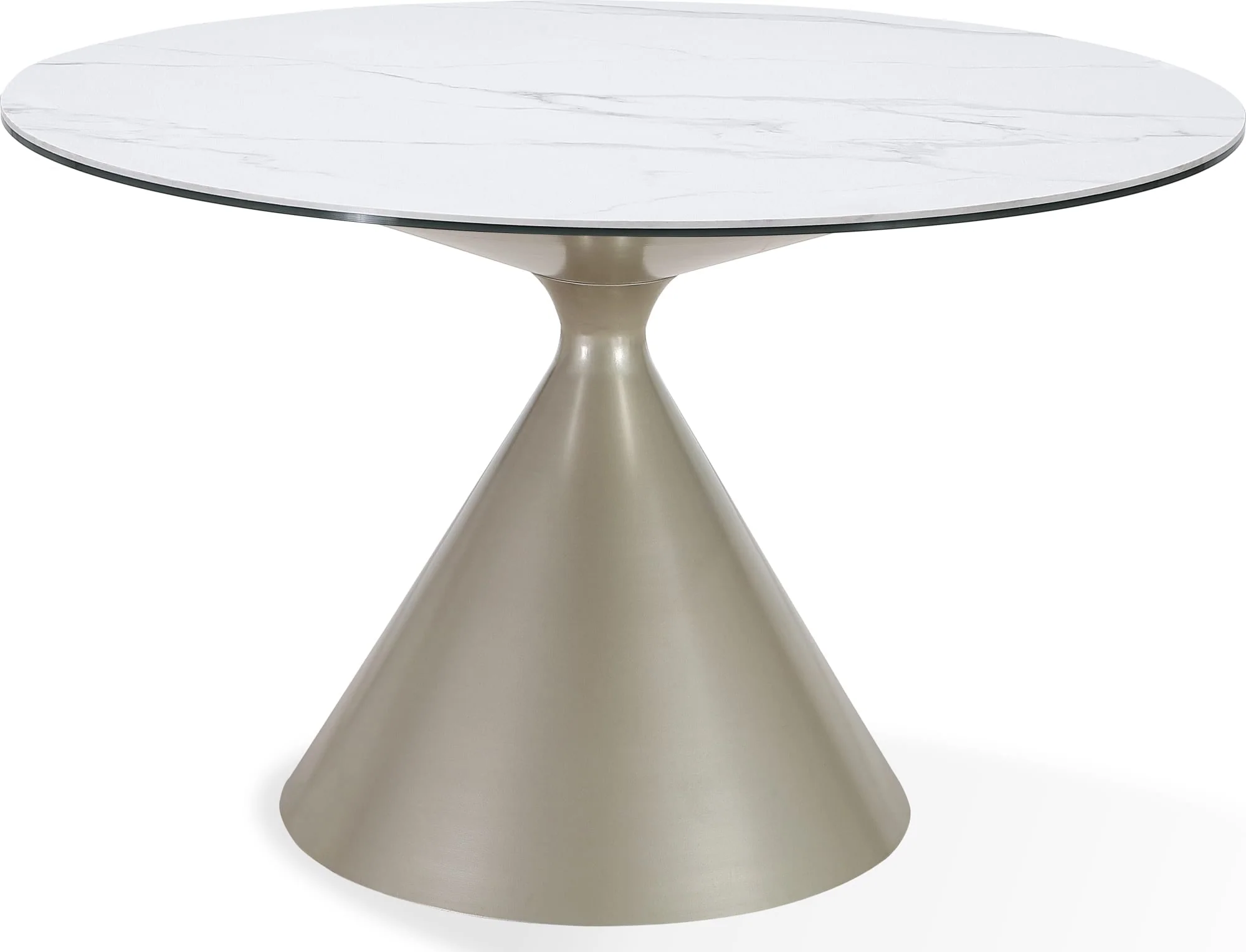 Winston Oat Milk/Champagne Stone Top Metal Base Round Dining Table - Image 2
