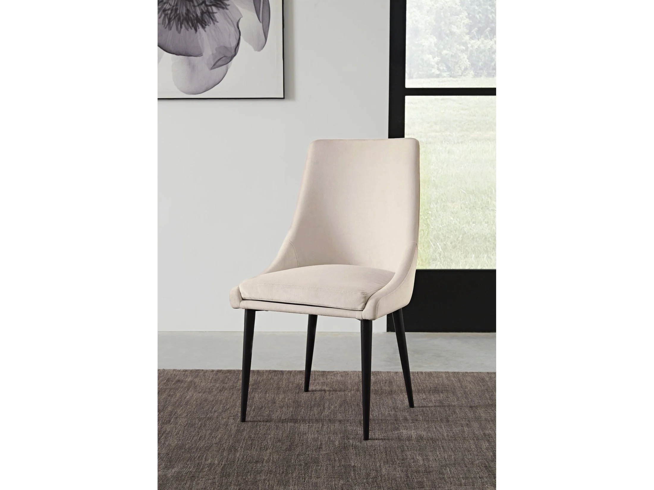 Winston Upholstered Metal Leg Dining Chair in Cream and Black (Set of 2)