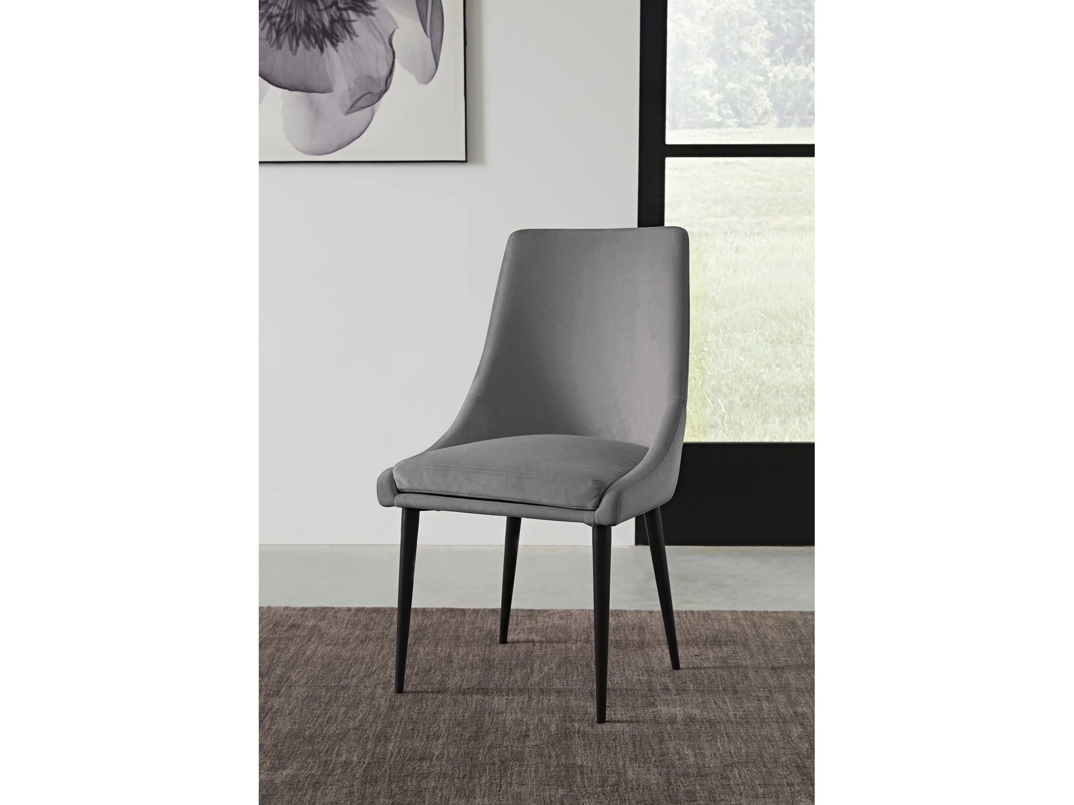 Winston Upholstered Metal Leg Dining Chair in Goose and Black (Set of 2)