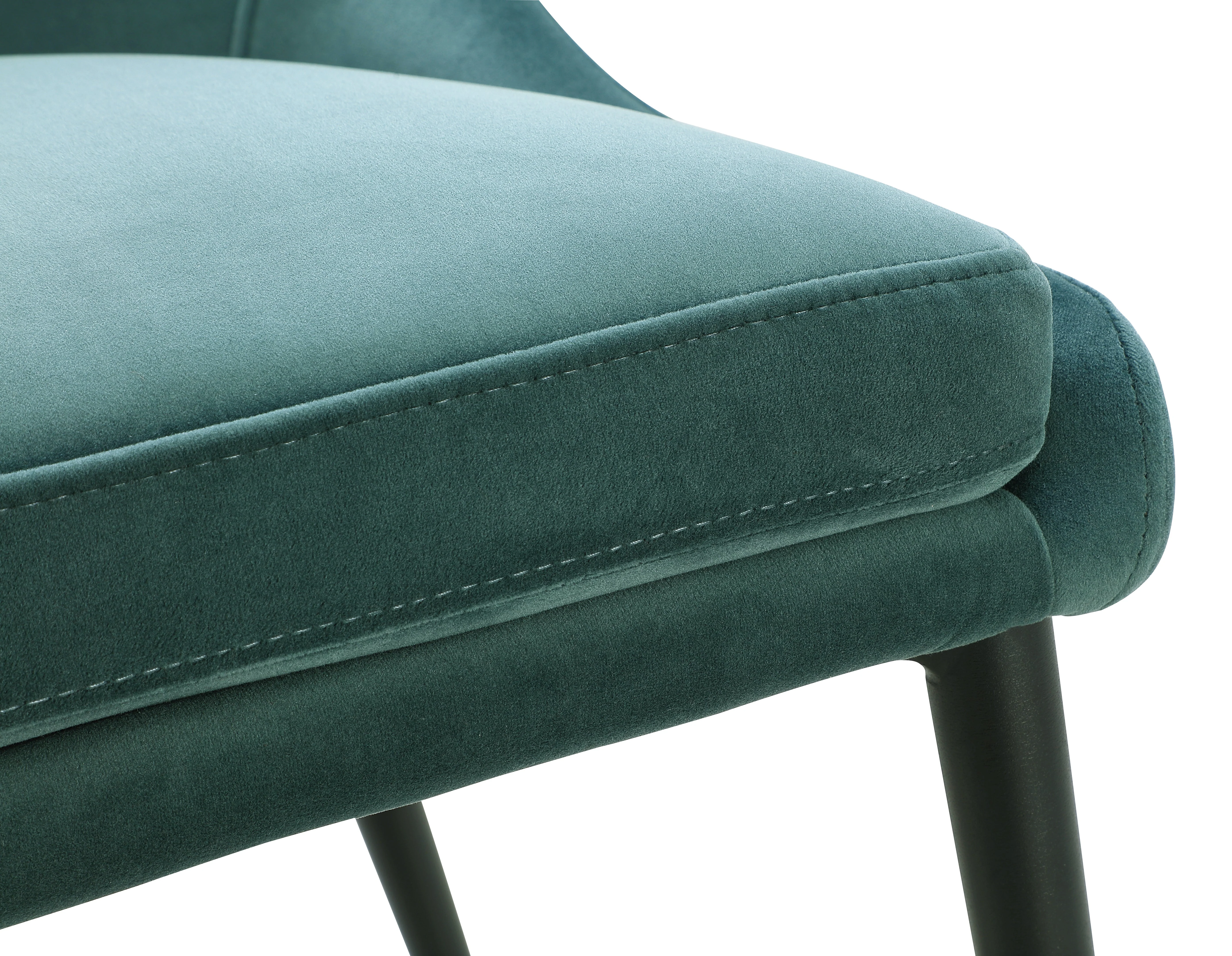 Winston Upholstered Metal Leg Dining Chair in Smoked Green and Black (Set of 2) - Image 4