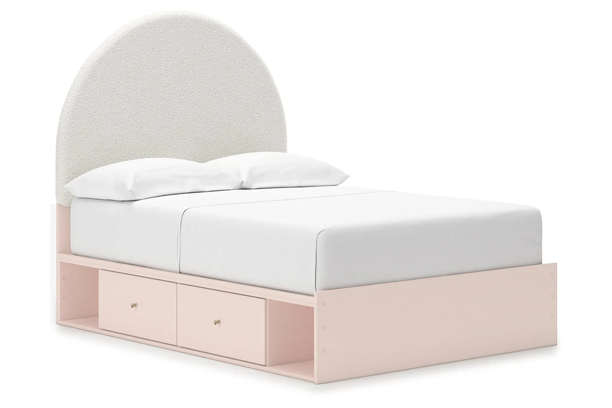 Wistenpine Blush Full Upholstered Storage Platform Bed with 2 Drawers