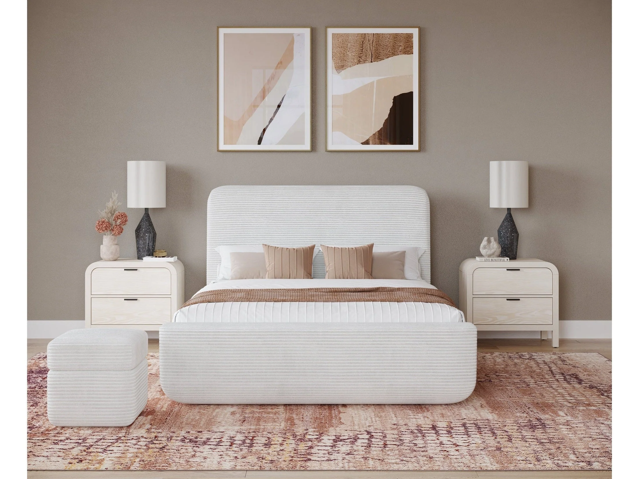 Wisteria California King  Upholstered Platform Bed in Frosty Corduroy