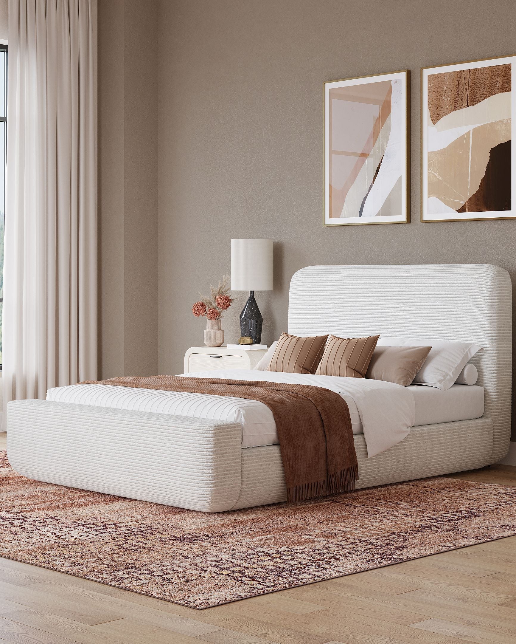 Wisteria California King  Upholstered Platform Bed in Frosty Corduroy - Image 2