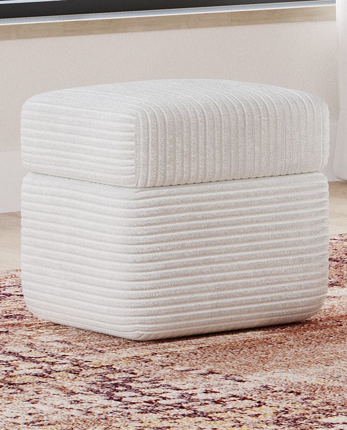 Wisteria Frosty Corduroy Upholstered Storage Ottoman - Image 2
