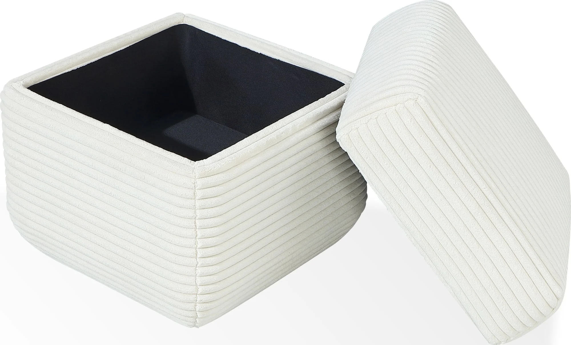 Wisteria Frosty Corduroy Upholstered Storage Ottoman - Image 4