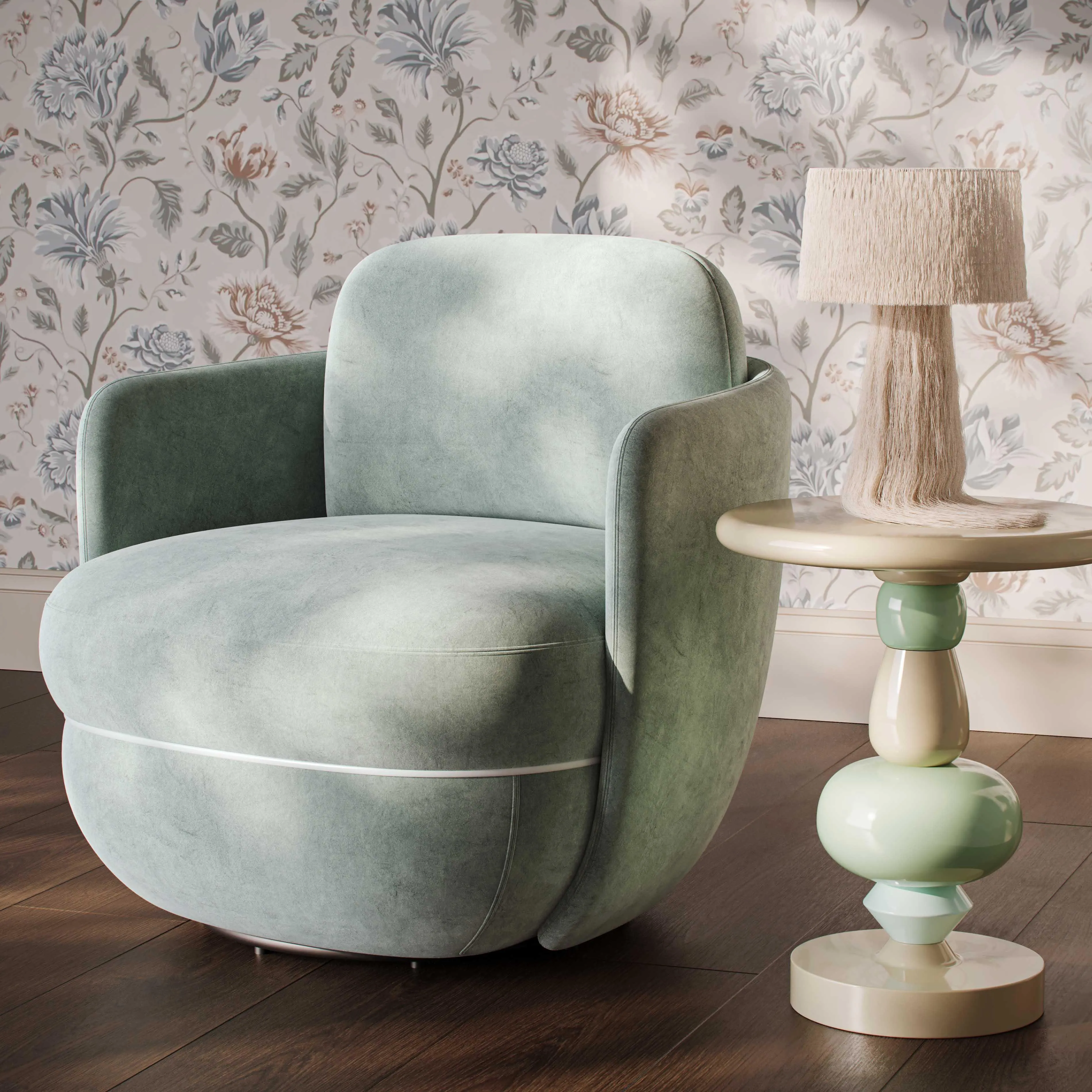 Wolfie Velvet Swivel Chair - Image 10