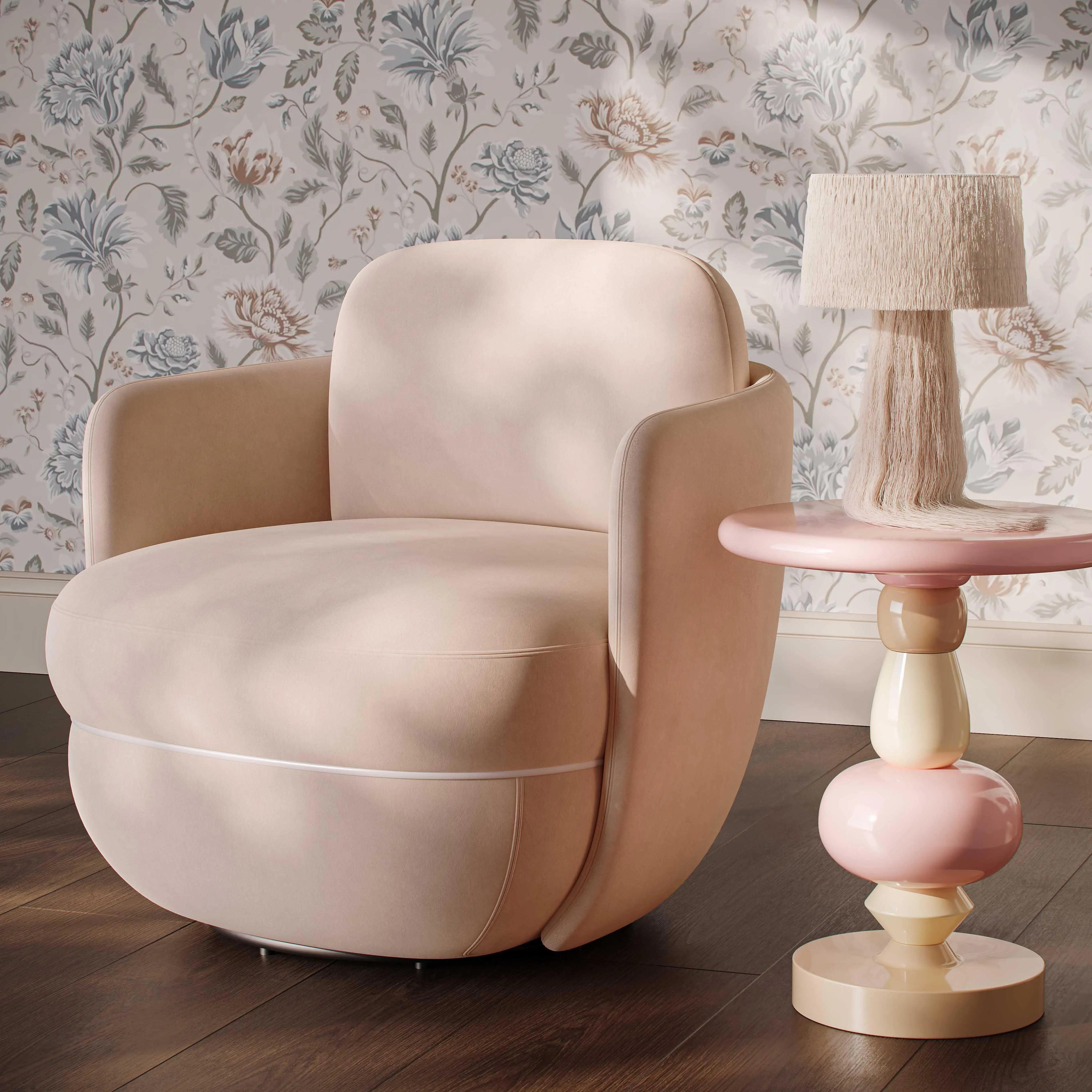 Wolfie Velvet Swivel Chair - Image 2