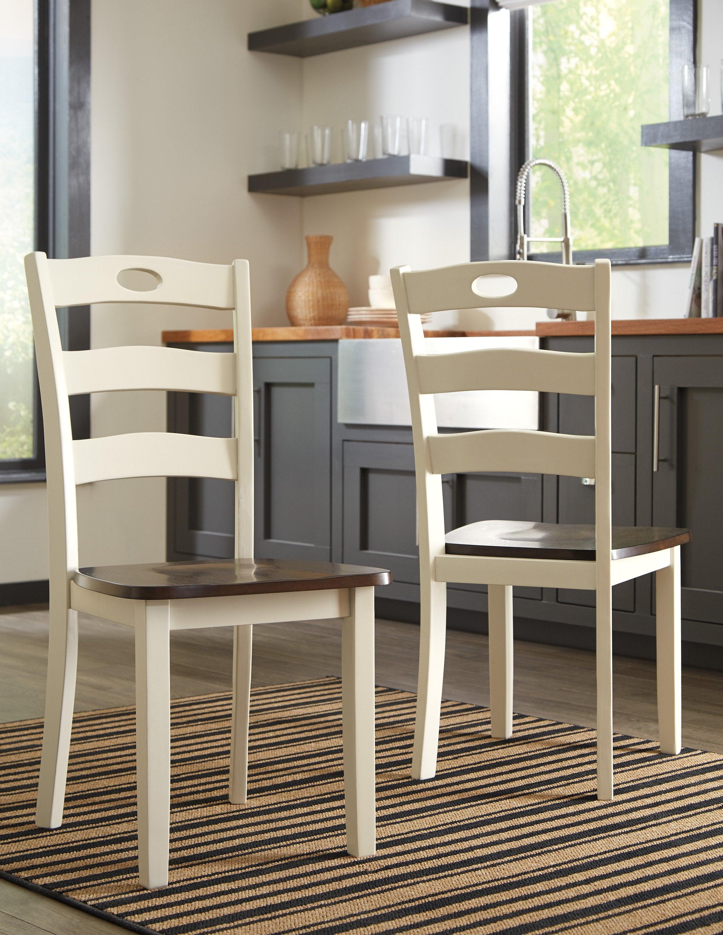 Woodanville White and Brown Round 5-Piece Drop Leaf Dining Room Set - Image 5