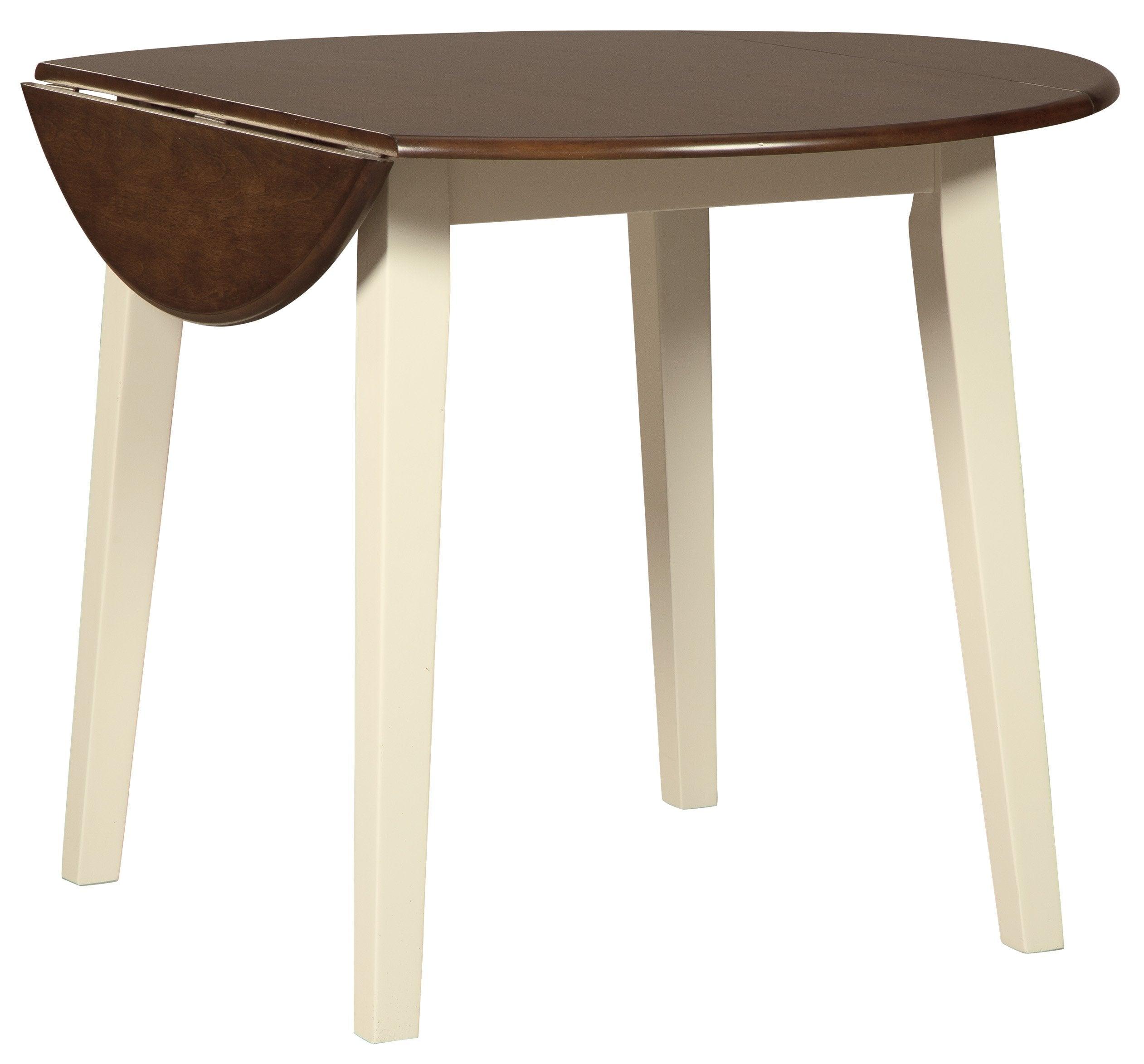 Woodanville White and Brown Round 5-Piece Drop Leaf Dining Room Set - Image 6