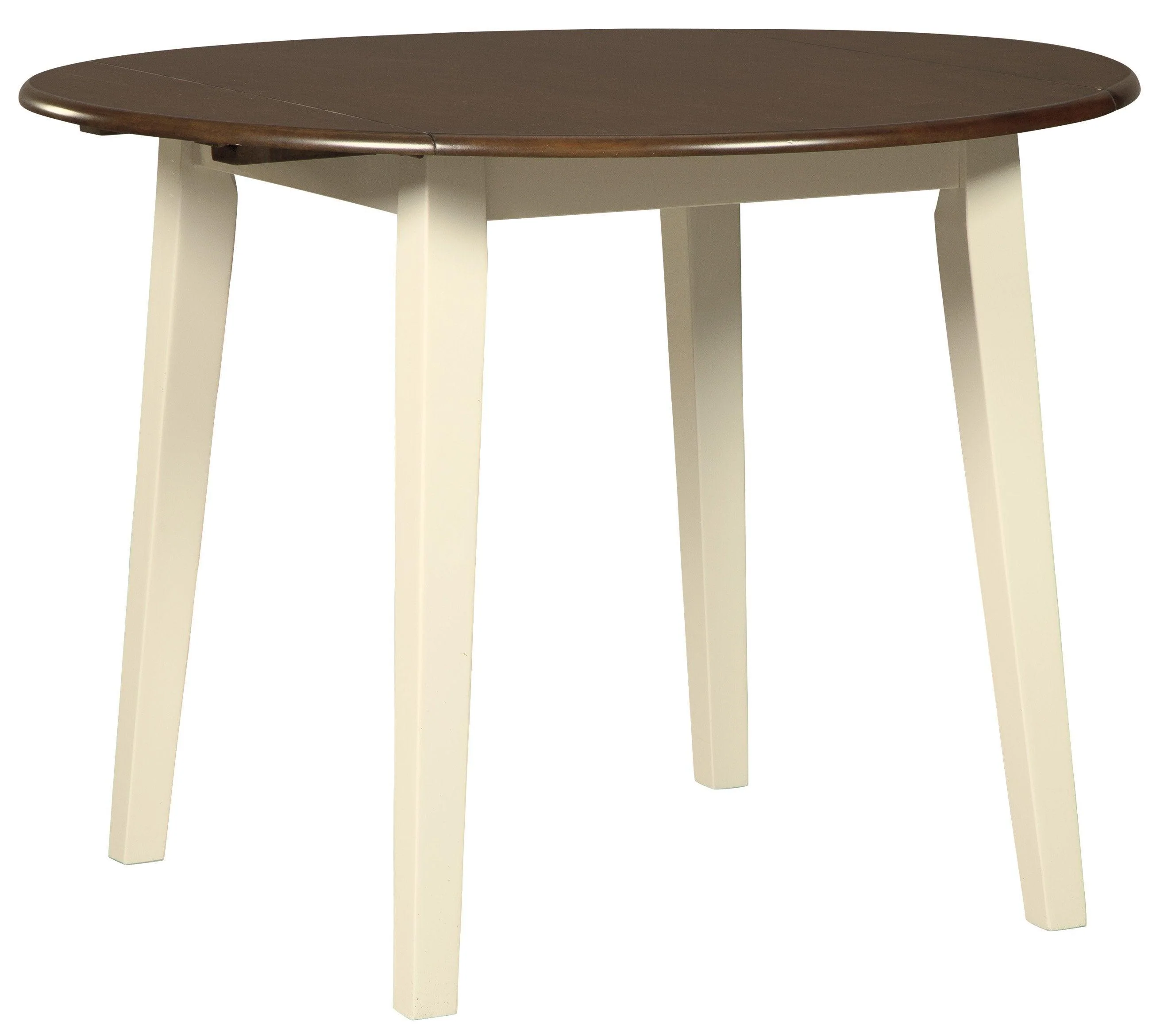 Woodanville White and Brown Round 5-Piece Drop Leaf Dining Room Set - Image 7
