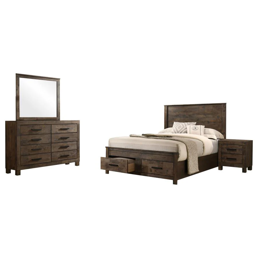 Woodmont Rustic Golden Brown 4-Piece Queen Platform Bedroom Set - Image 2