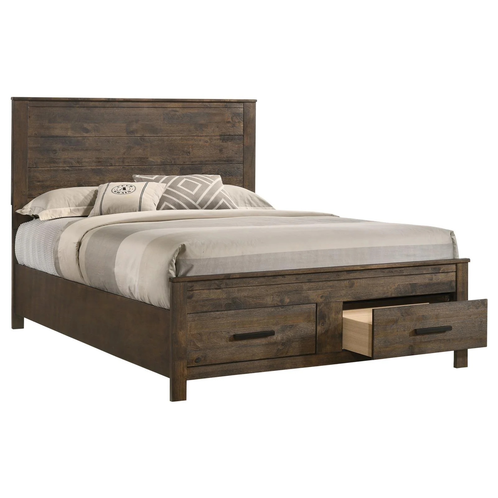 Woodmont Rustic Golden Brown Eastern King Storage Bed - Image 3