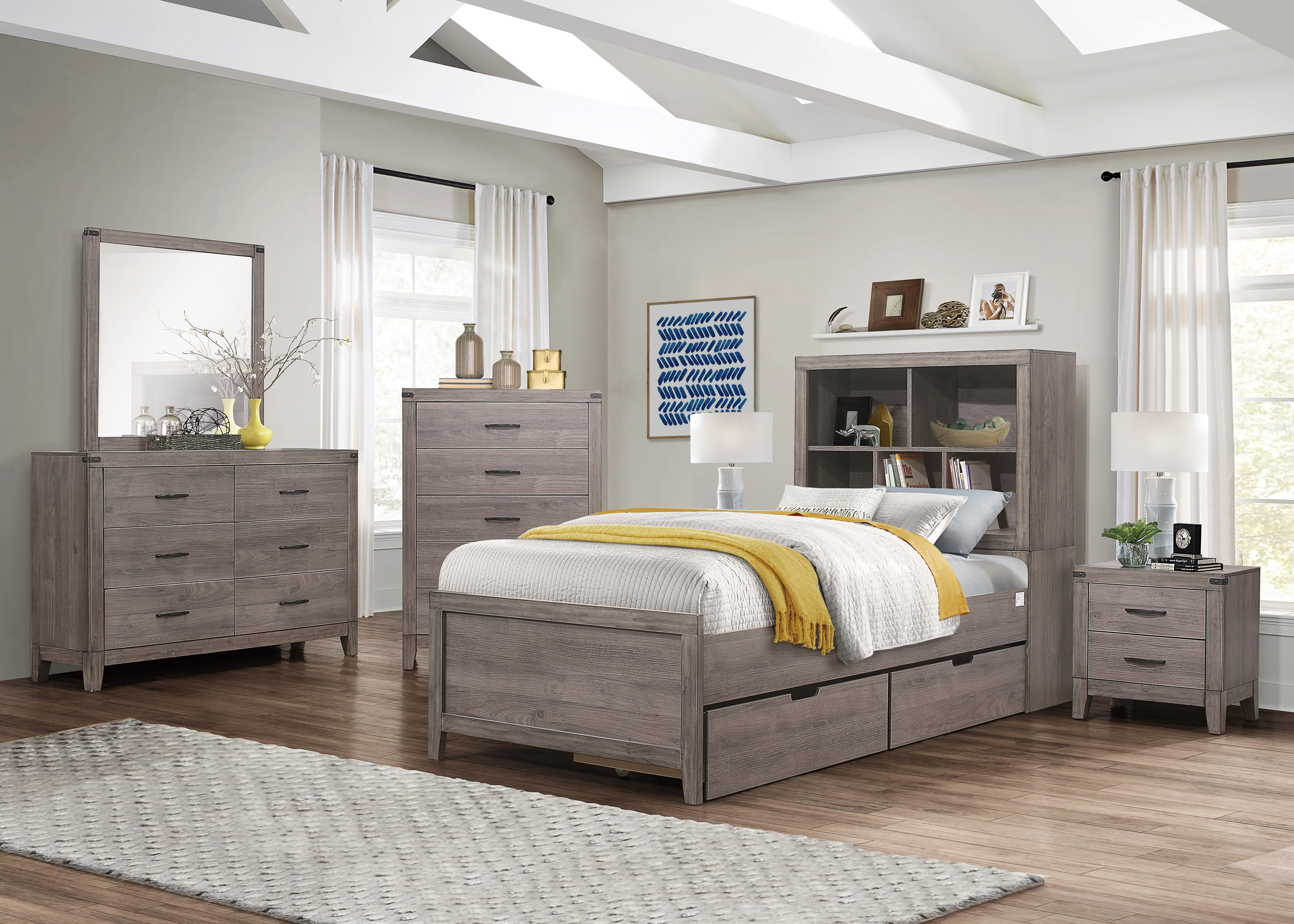 Woodrow Brownish Gray Twin Platform Bed - Image 5