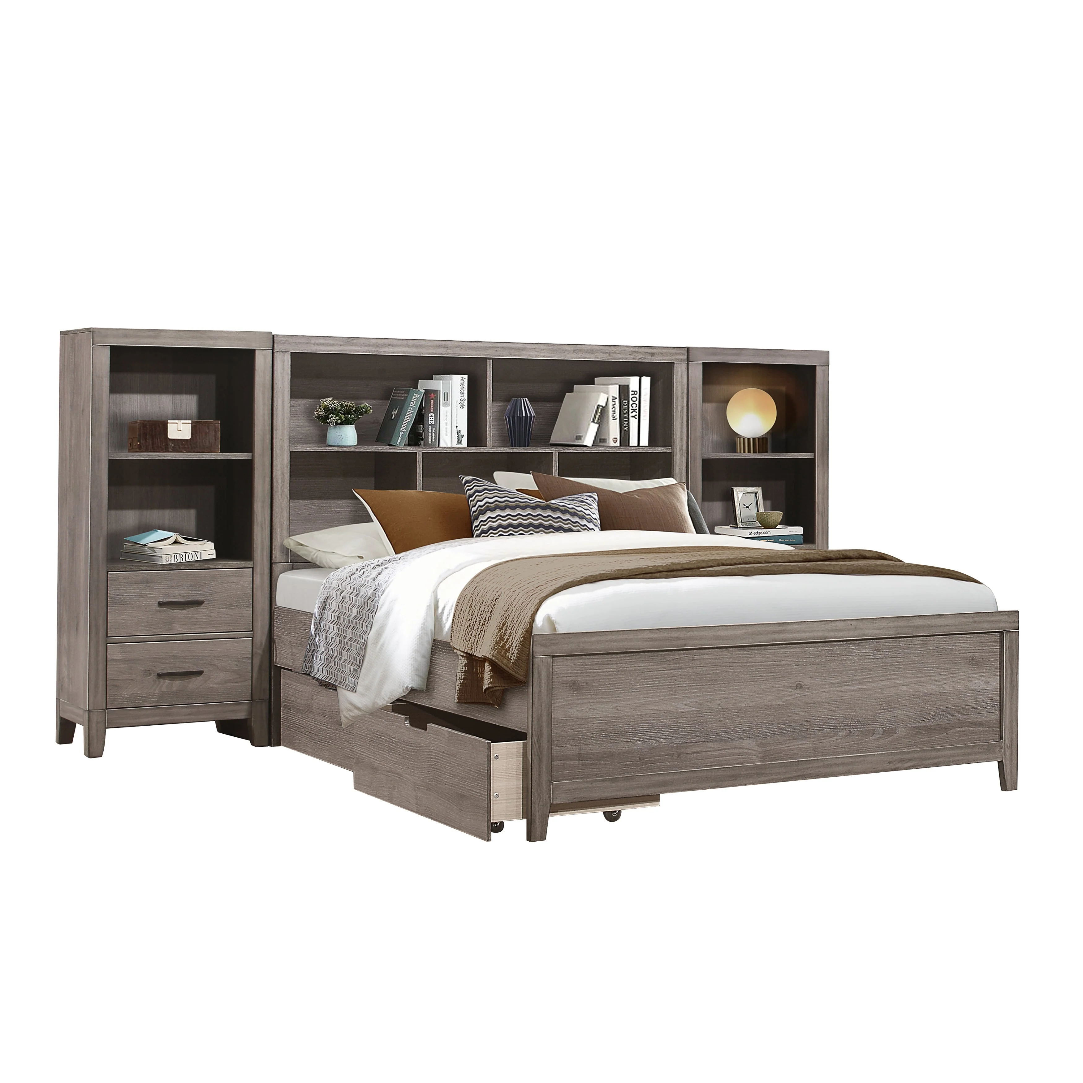 Woodrow Brownish Gray Youth Wall Bed with Toy Boxes - Image 2