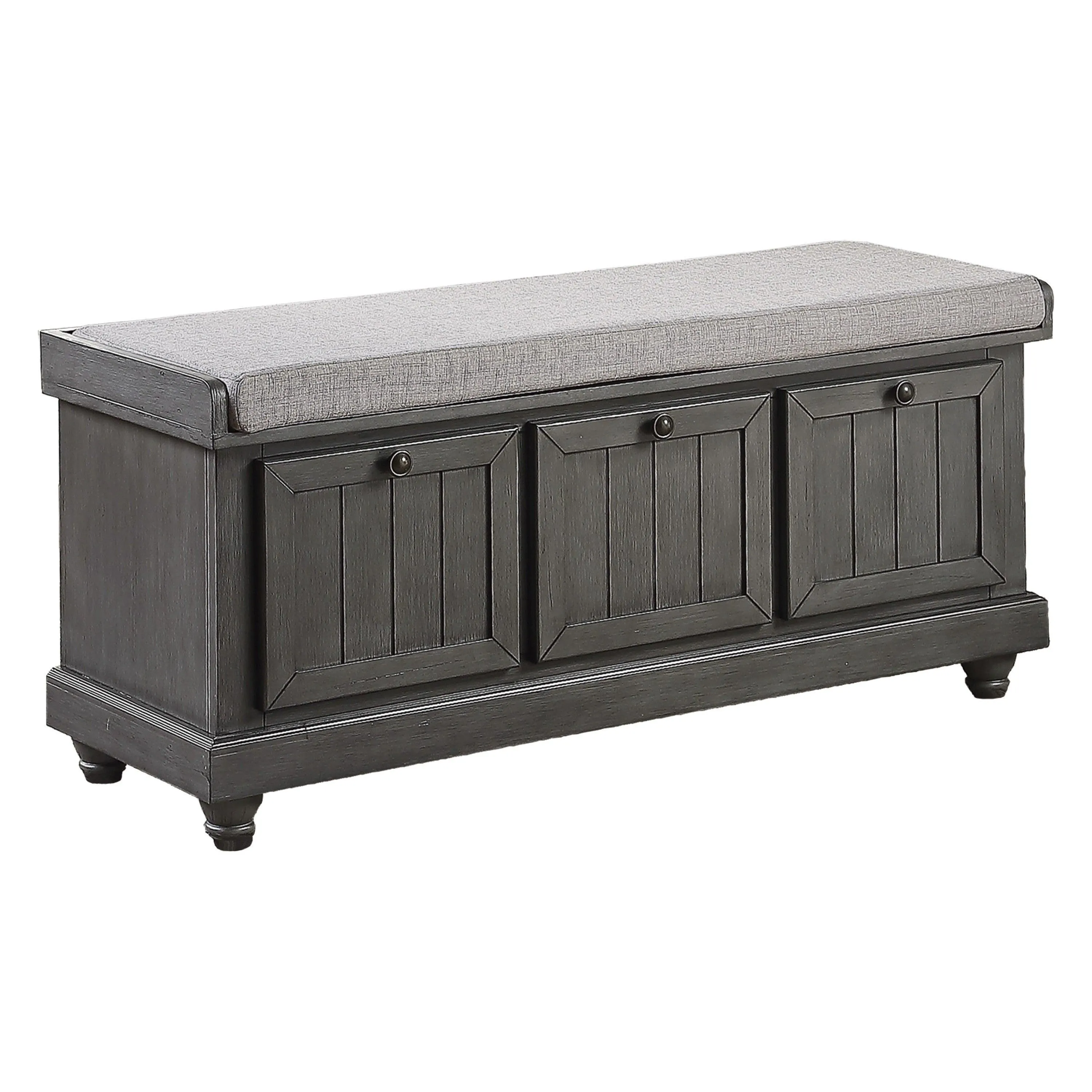 Woodwell Dark Gray Lift Top Storage Bench - Image 3