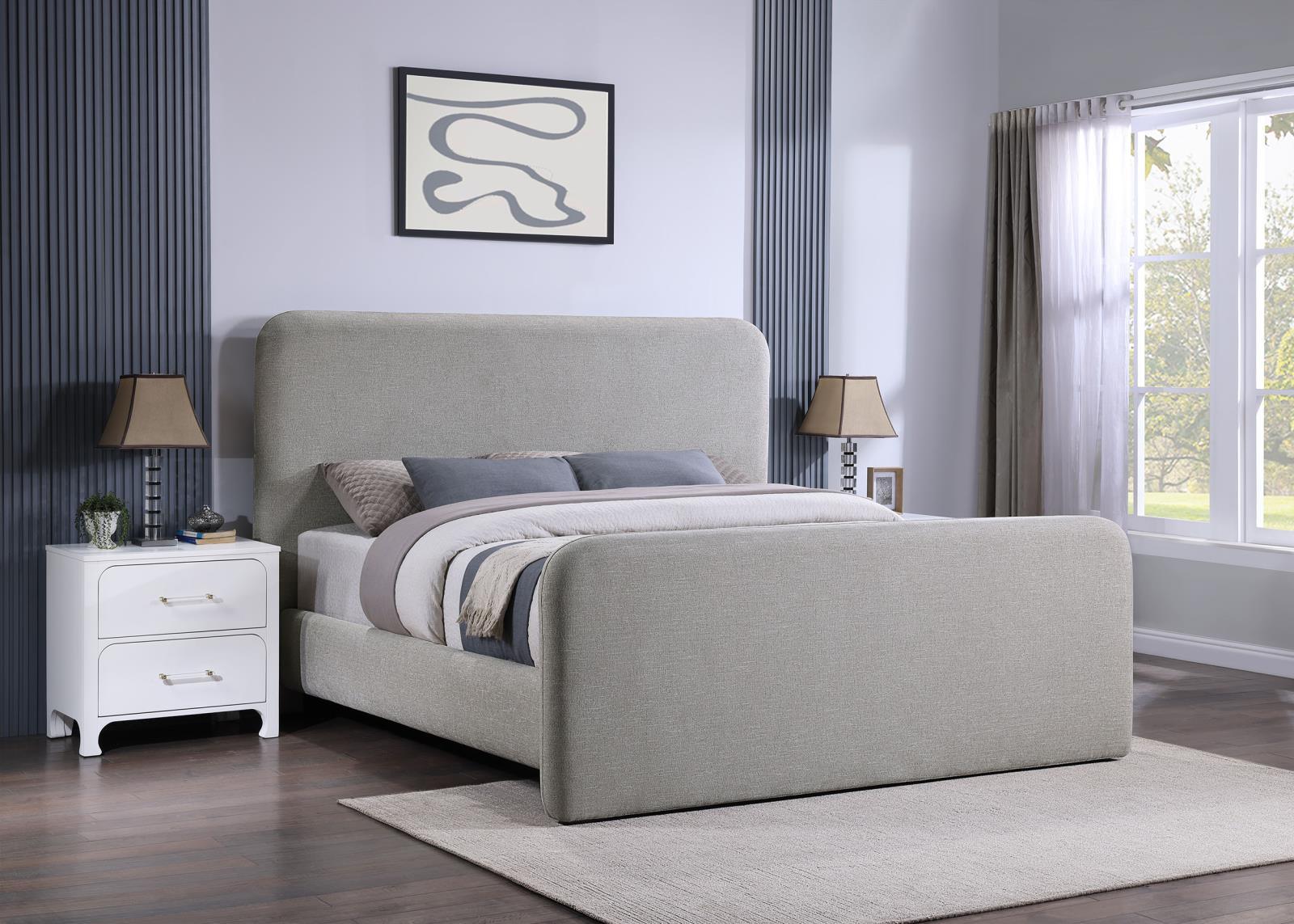 Wren Gray Upholstered Eastern King Platform Bed