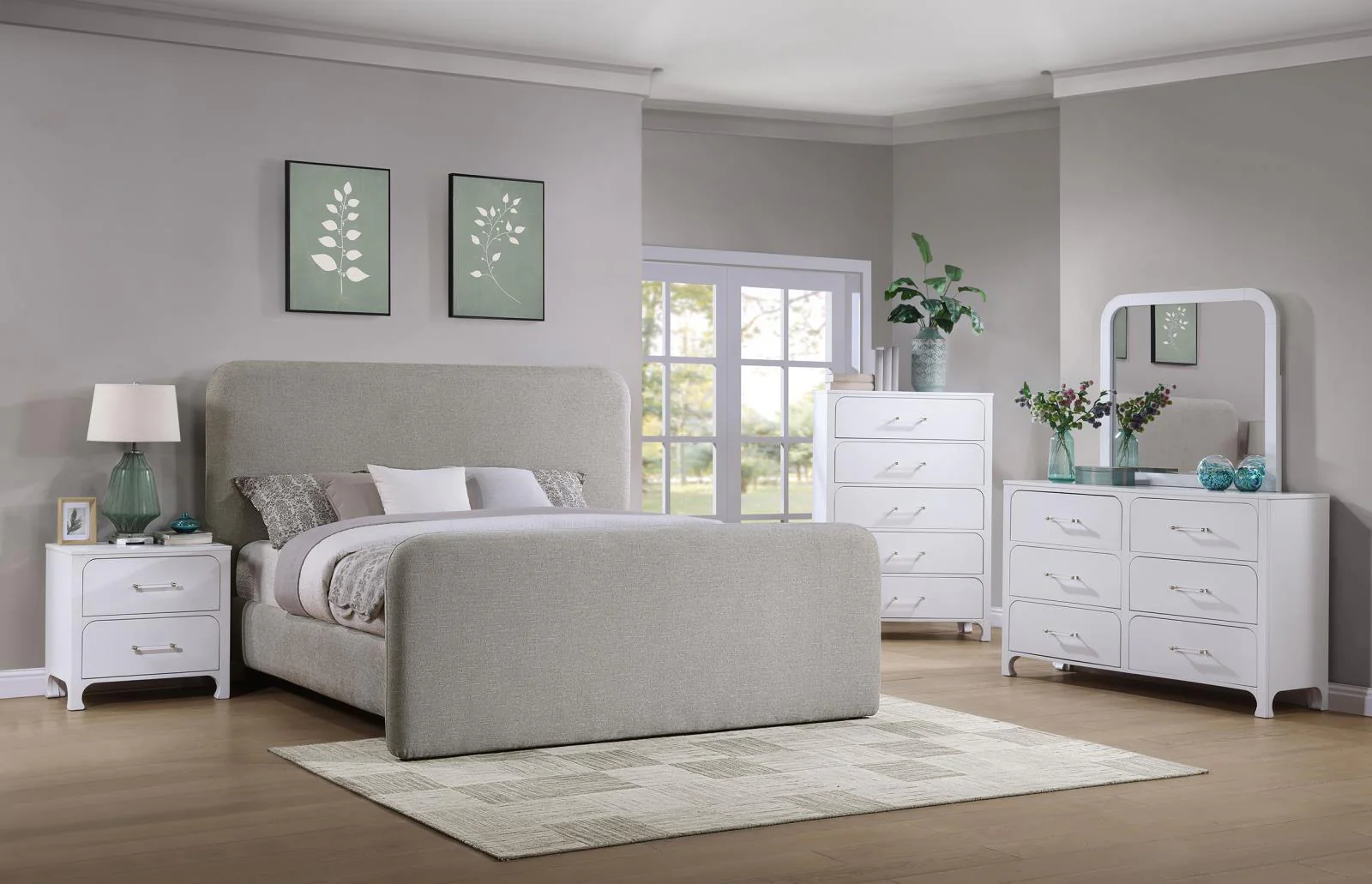 Wren Gray Upholstered Eastern King Platform Bed - Image 6