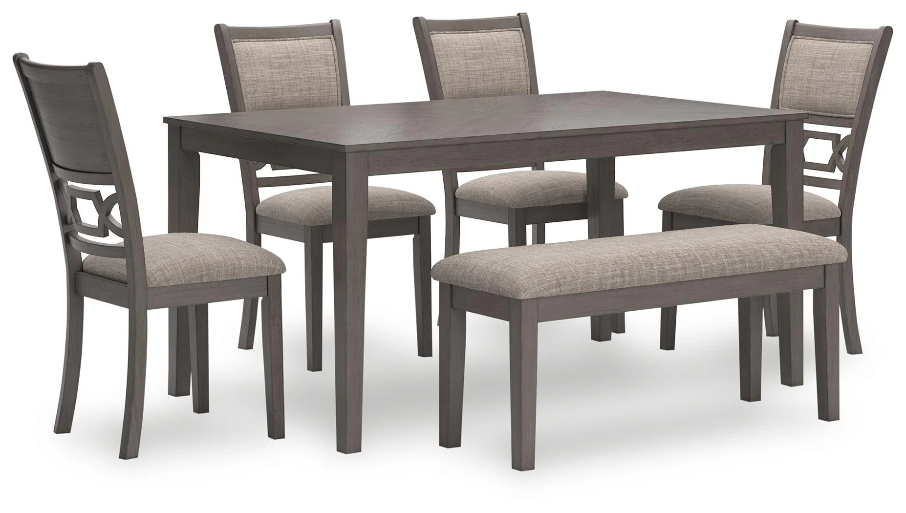 Wrenning Gray Dining Table and 4 Chairs and Bench - Image 2
