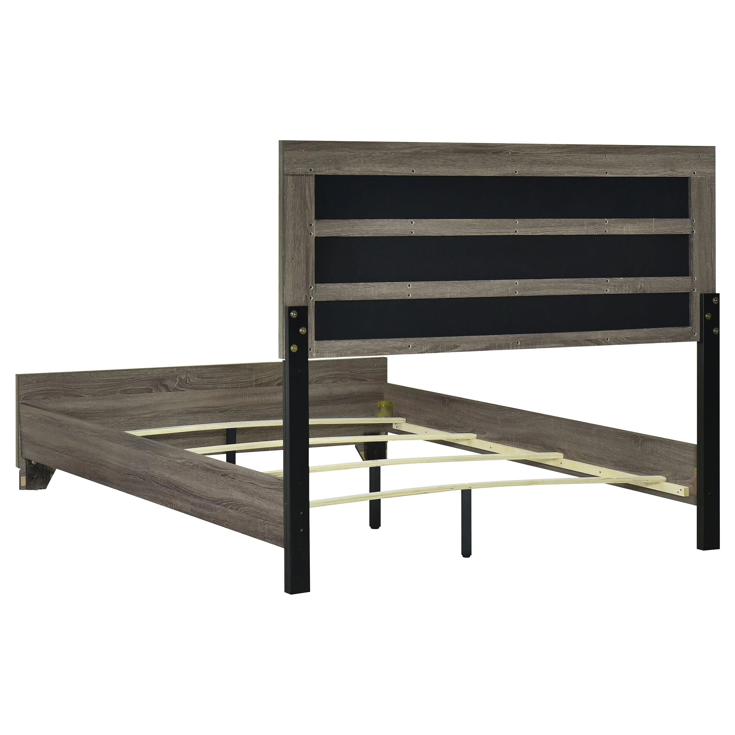 Wright 50-inch Upholstered California King Bed Brown Oak - Image 4