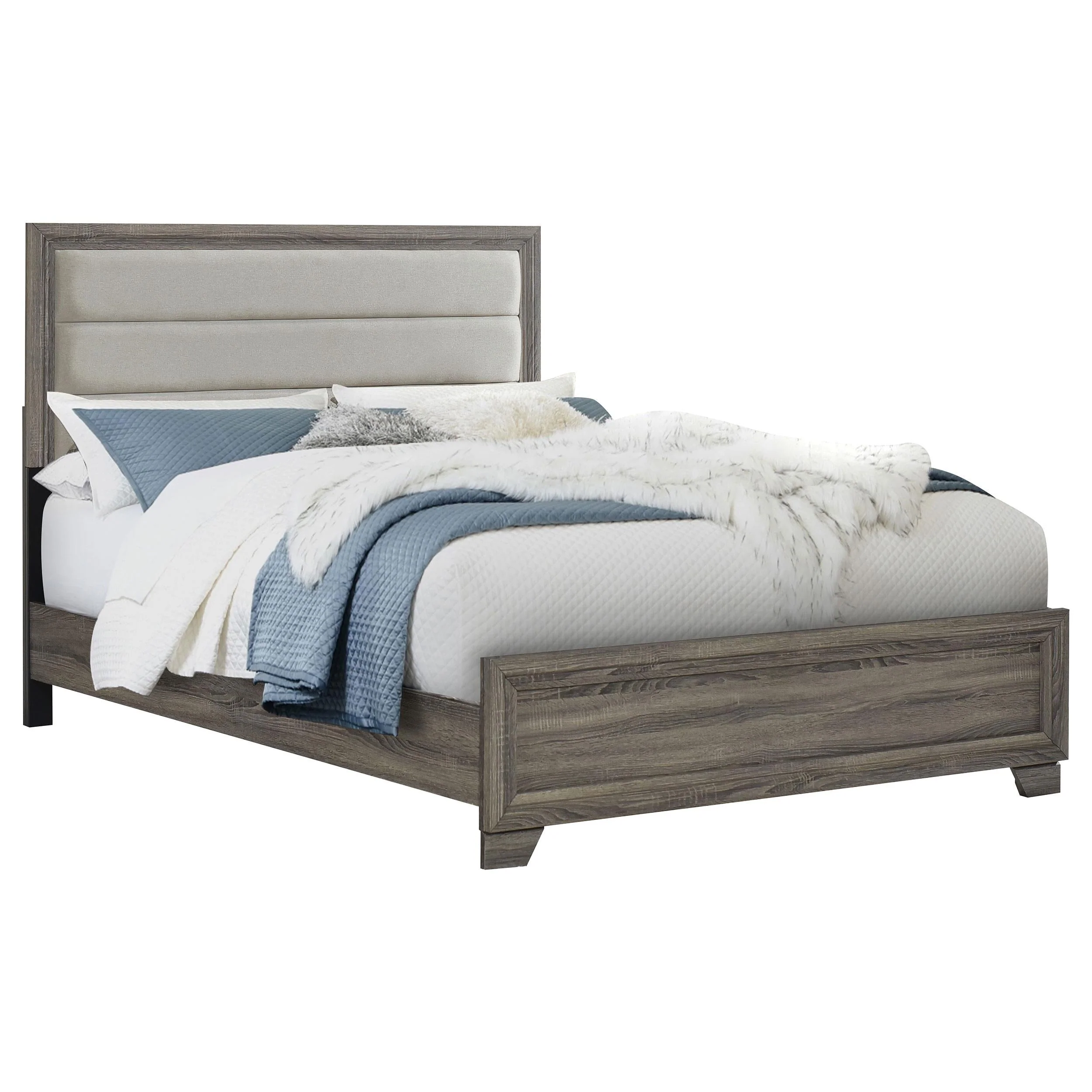 Wright Brown Oak 50-inch Upholstered Queen Bed - Image 2