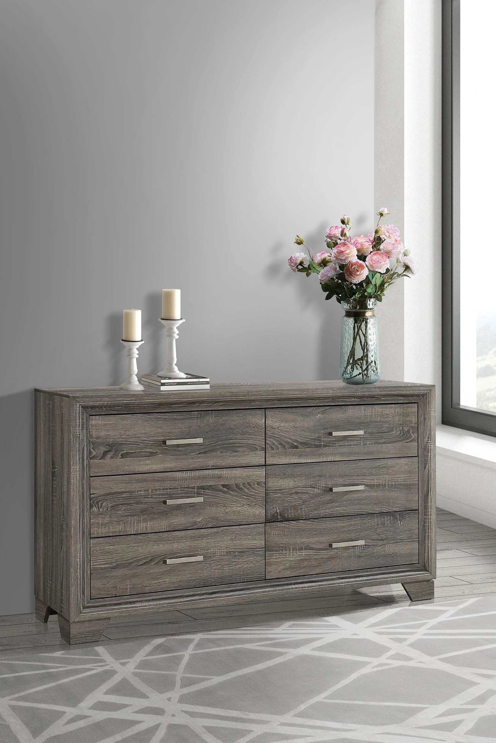 Wright Brown Oak 6-Drawer Dresser