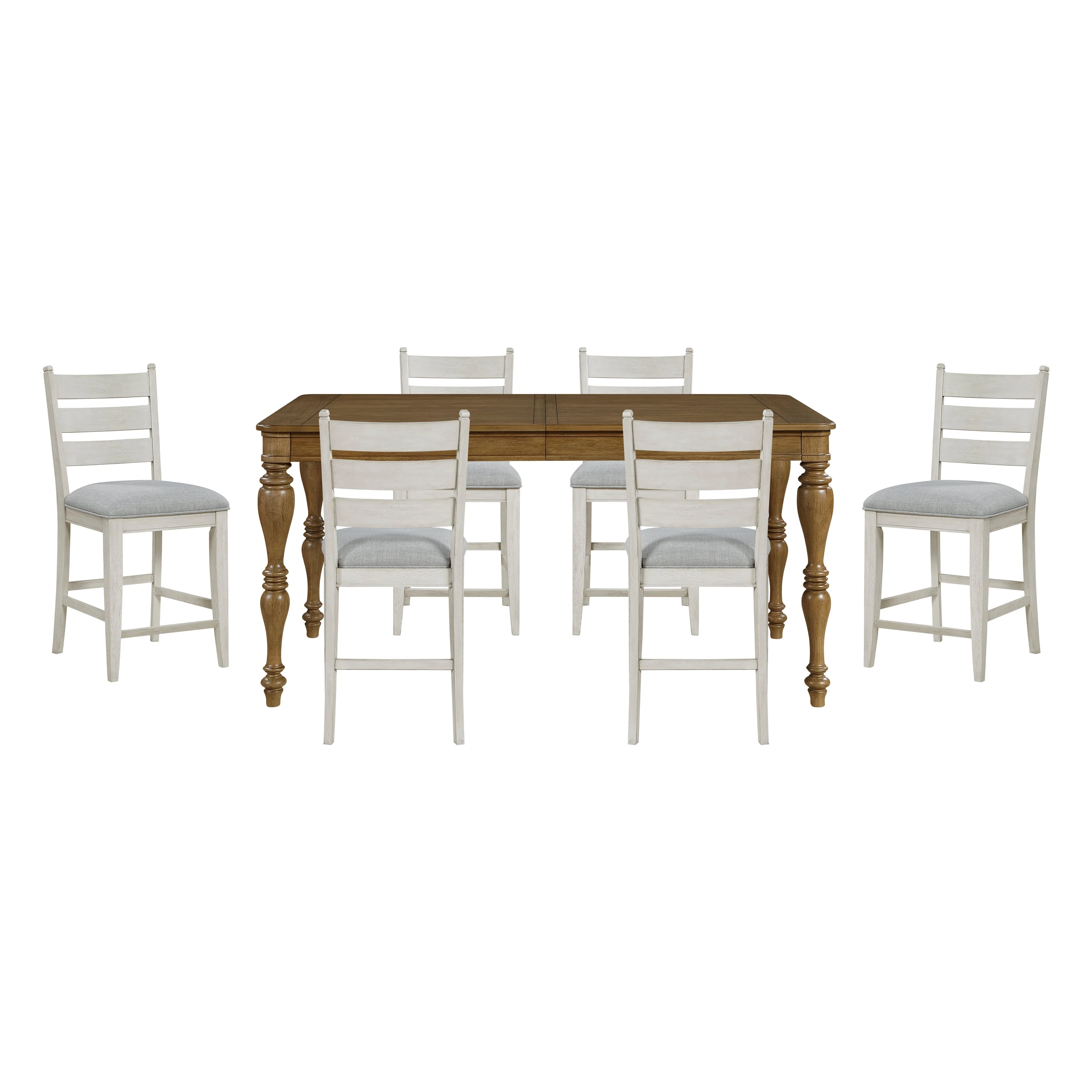 Wyatt Brown/Weathered White/Gray 91" Extendable Counter Height Set - Image 2