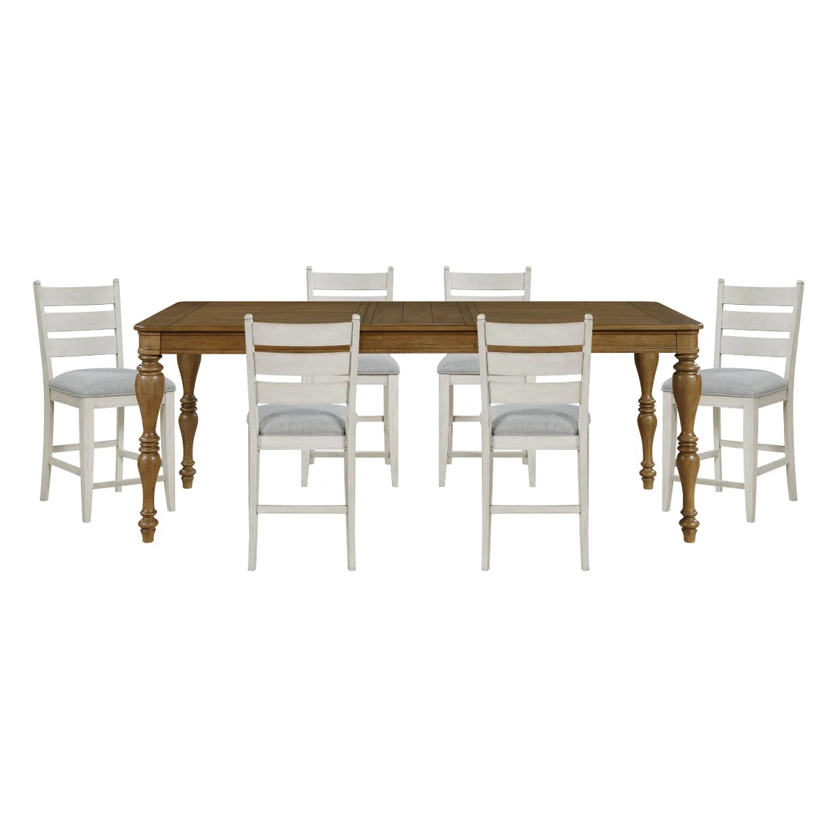 Wyatt Brown/Weathered White/Gray 91" Extendable Counter Height Set - Image 3