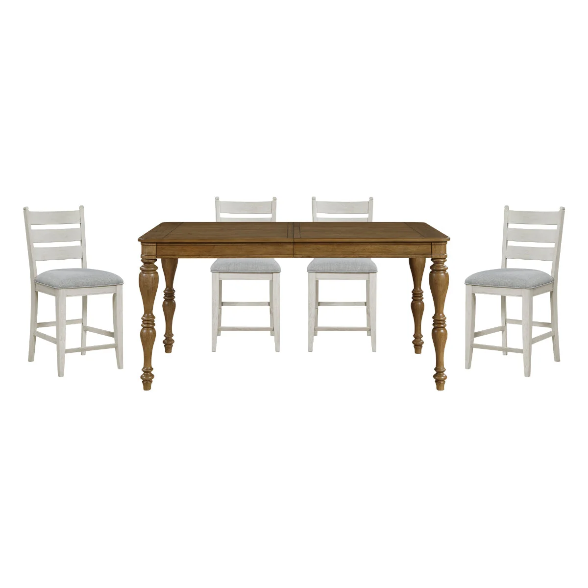 Wyatt Brown/Weathered White/Gray 91" Extendable Counter Height Set - Image 4