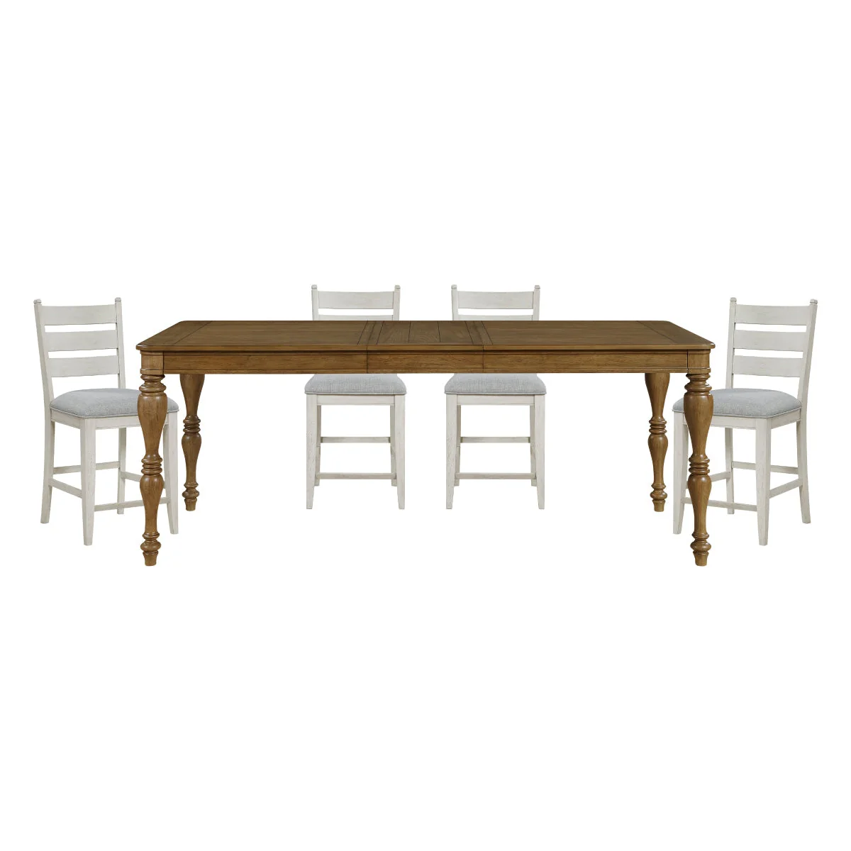 Wyatt Brown/Weathered White/Gray 91" Extendable Counter Height Set - Image 5