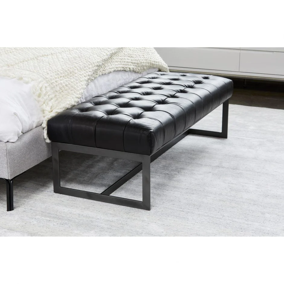 Wyatt Leather Bench Black - Image 4