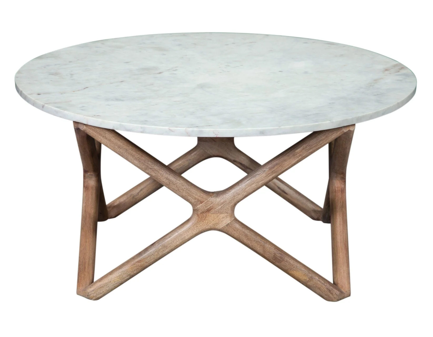 Wyman Banswara 36″ Round White Marble Top Cocktail Table - Image 2