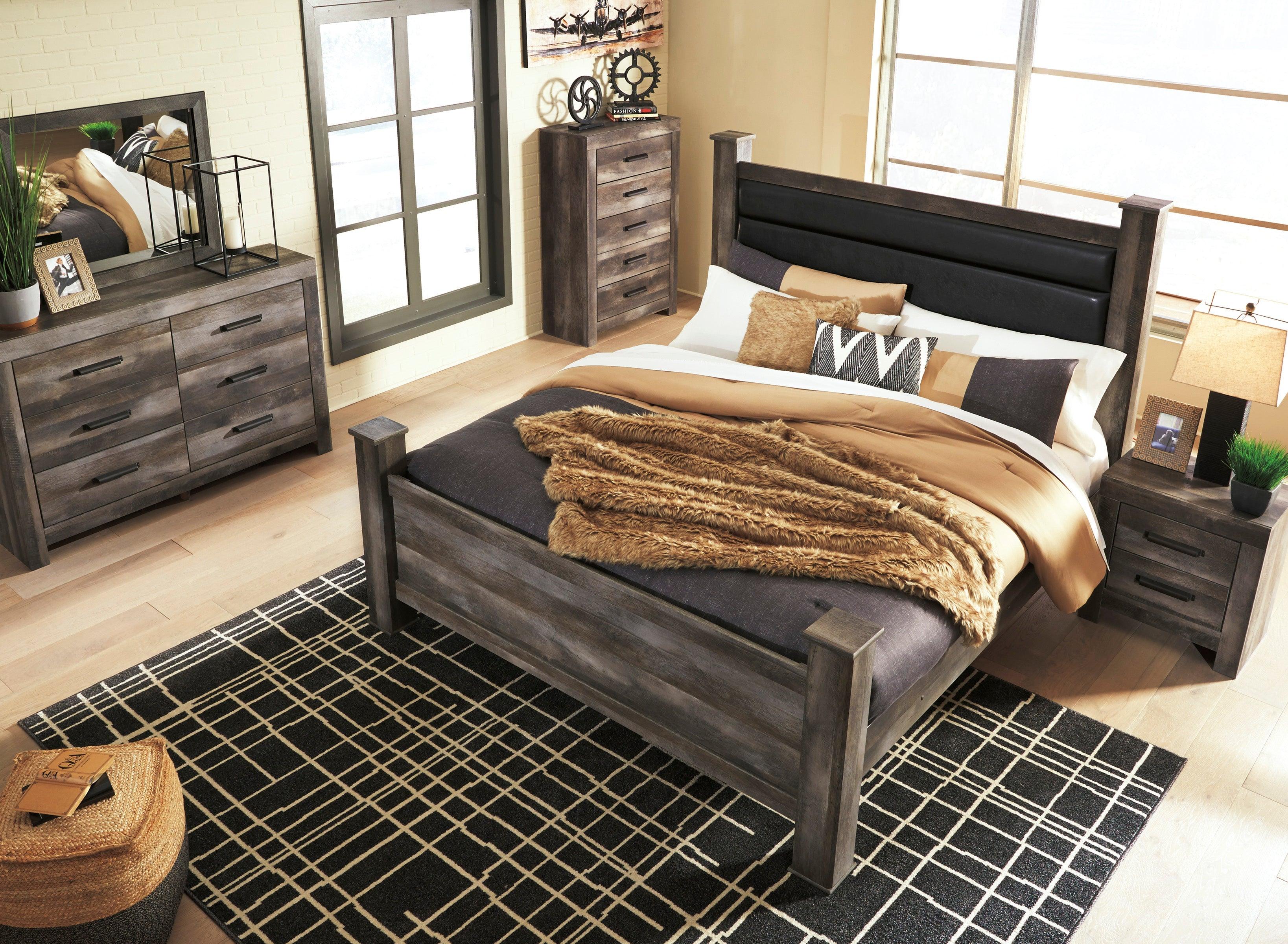 Wynnlow Gray Upholstered Poster Bedroom Set - Image 2