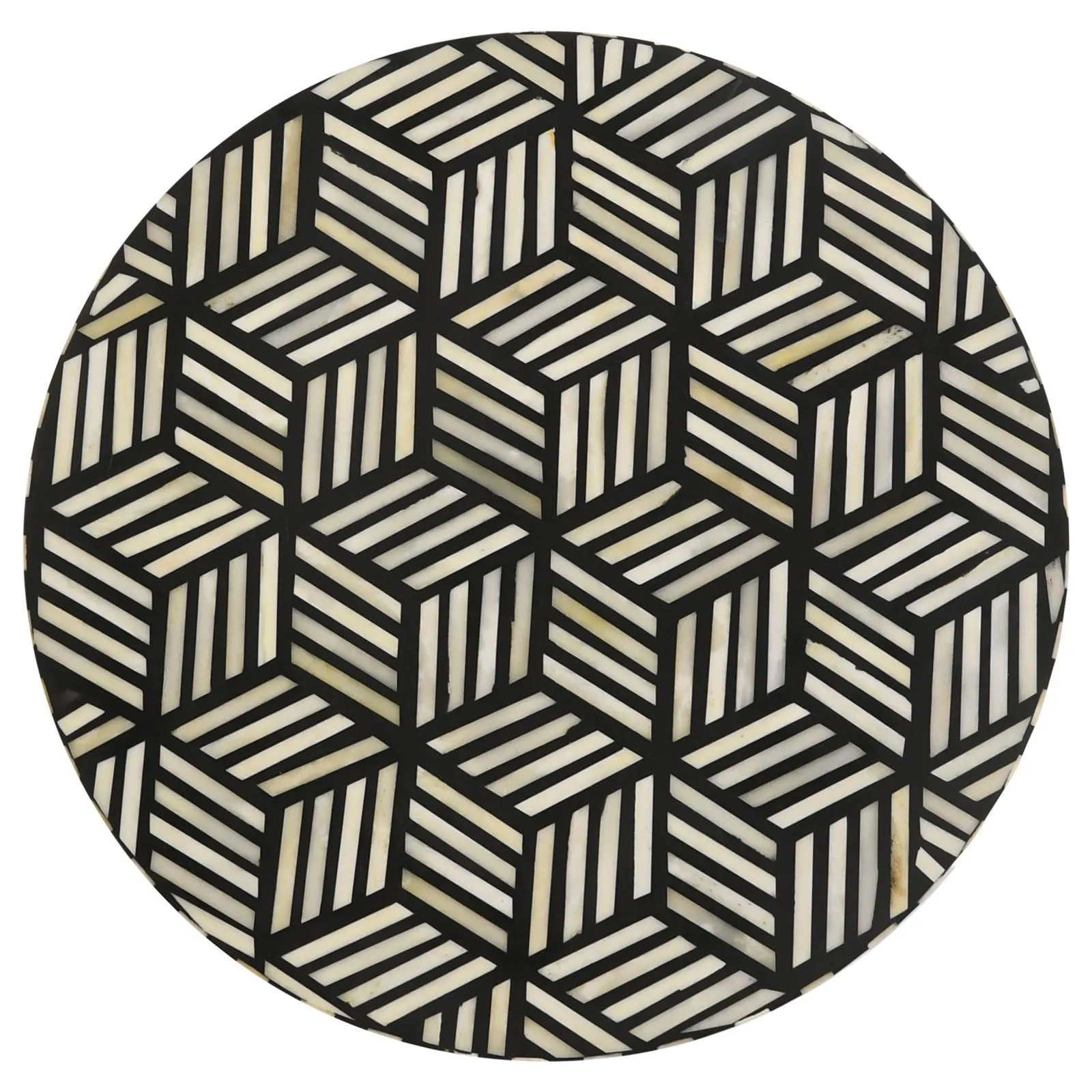 Xenia Black/White Round Accent Table with Hairpin Legs - Image 3