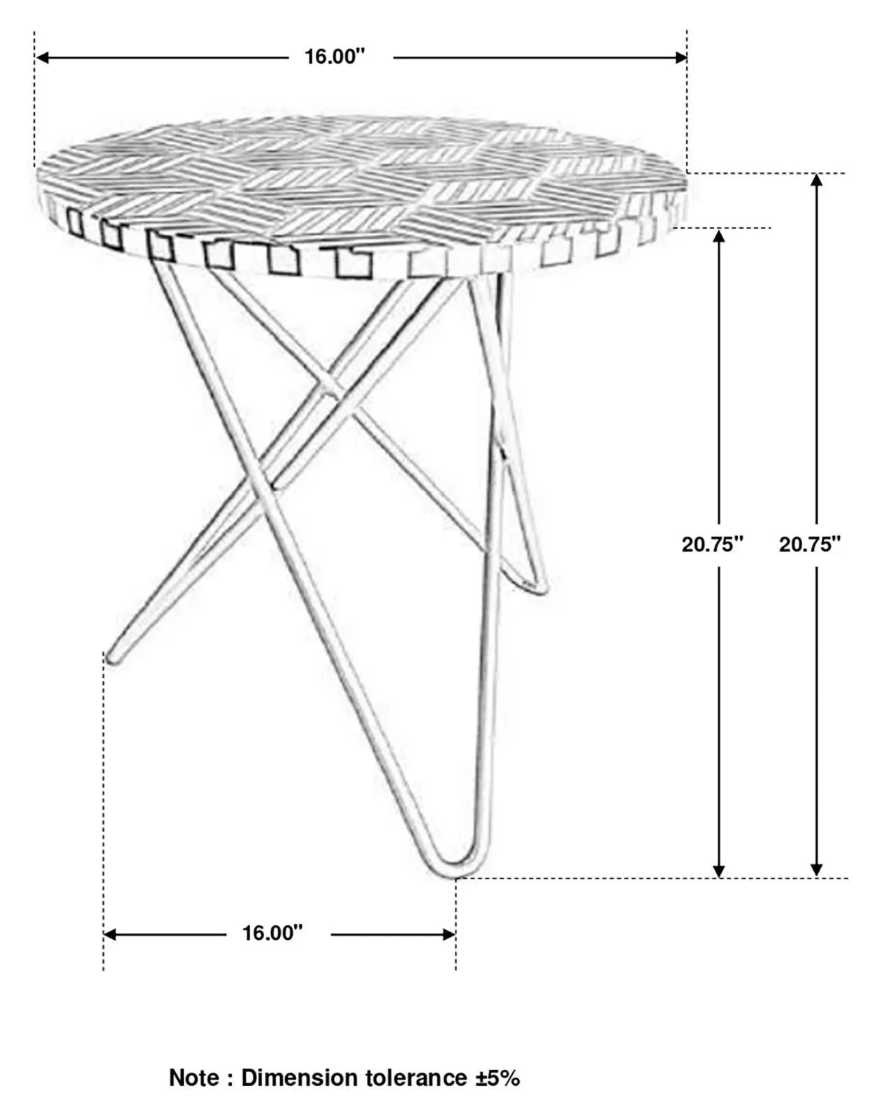 Xenia Black/White Round Accent Table with Hairpin Legs - Image 5